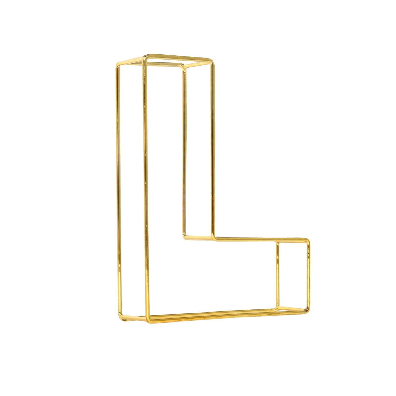 8 Tall Gold Freestanding 3D Decorative Wire Letter, Wedding Centerpiece - L