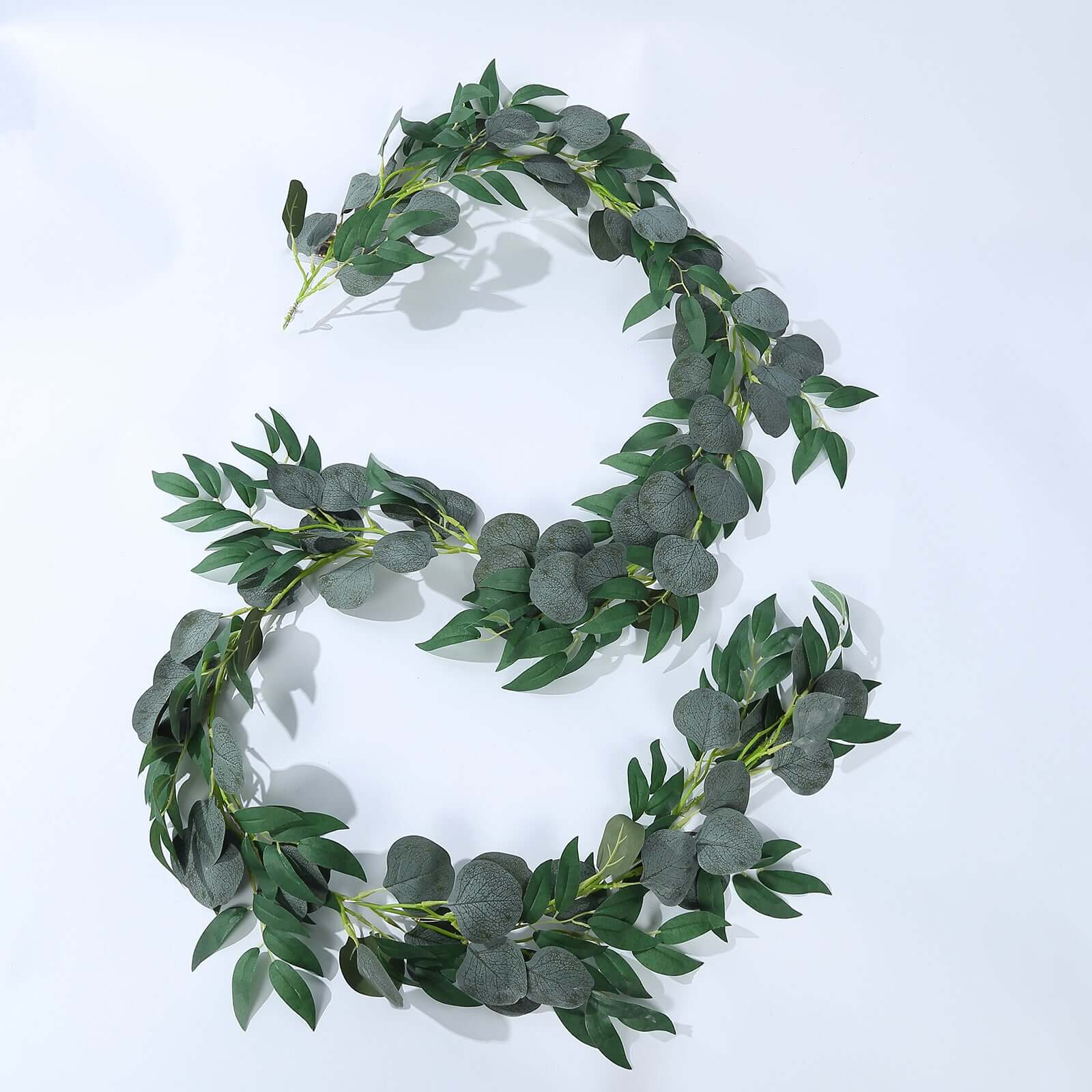 20 LED Garland Fairy String Lights Eucalyptus Leaf Design Willow Green Warm White - Battery Operated Hanging Accent 6ft