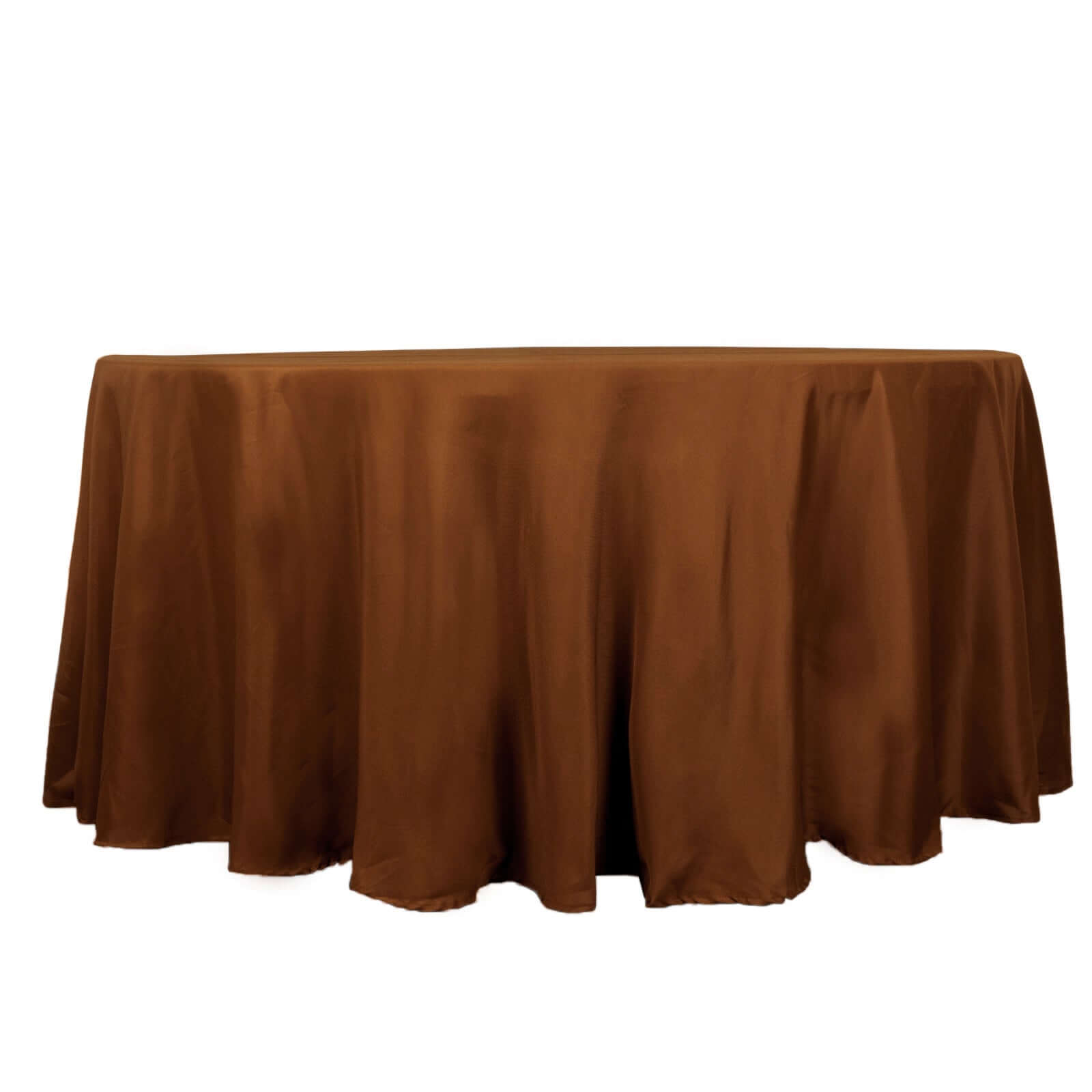 Polyester 120 Round Tablecloth Cinnamon Brown - Seamless Wrinkle-Resistant Table Cover