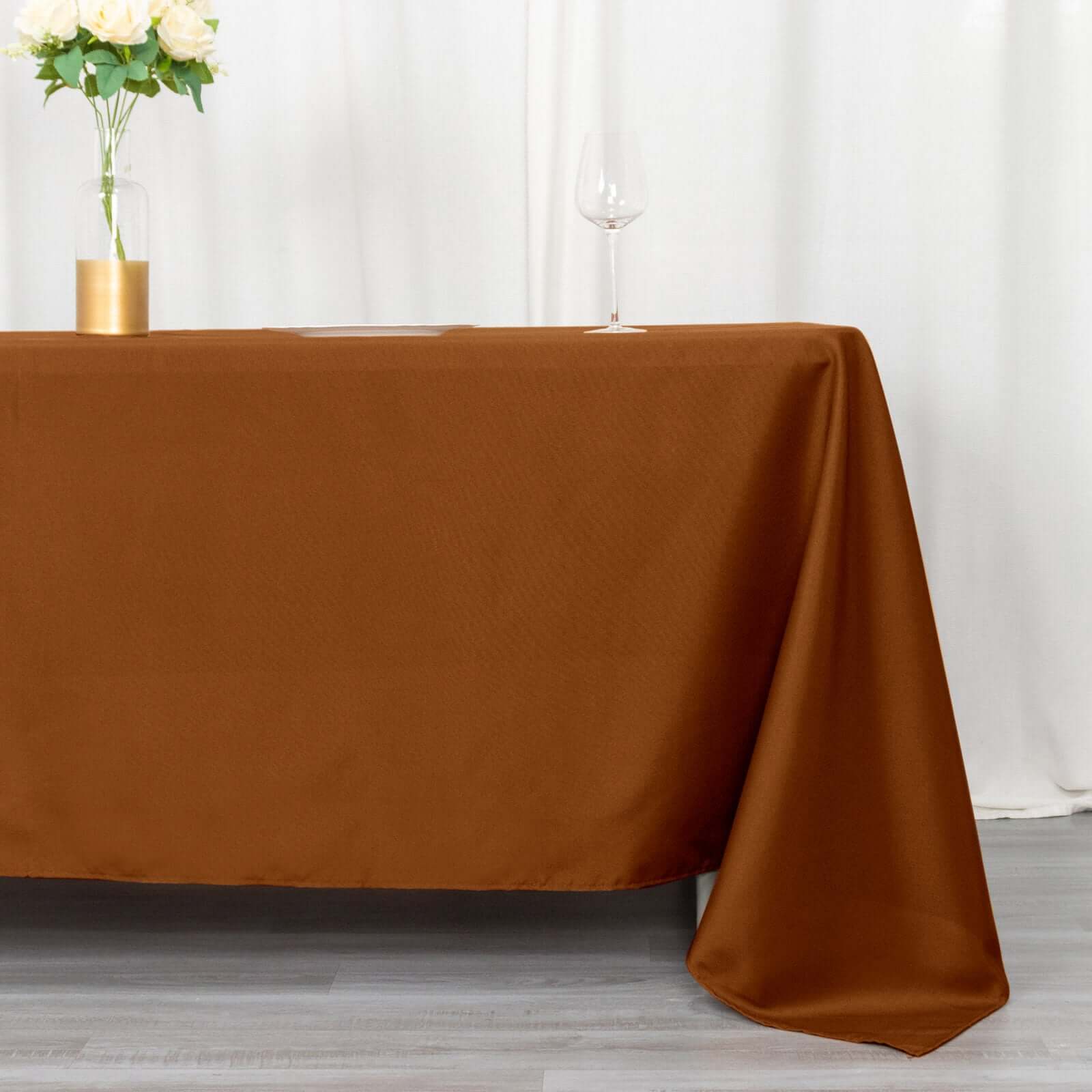 Polyester 72x120 Rectangle Tablecloth Cinnamon Brown - Durable and Stylish Table Cover