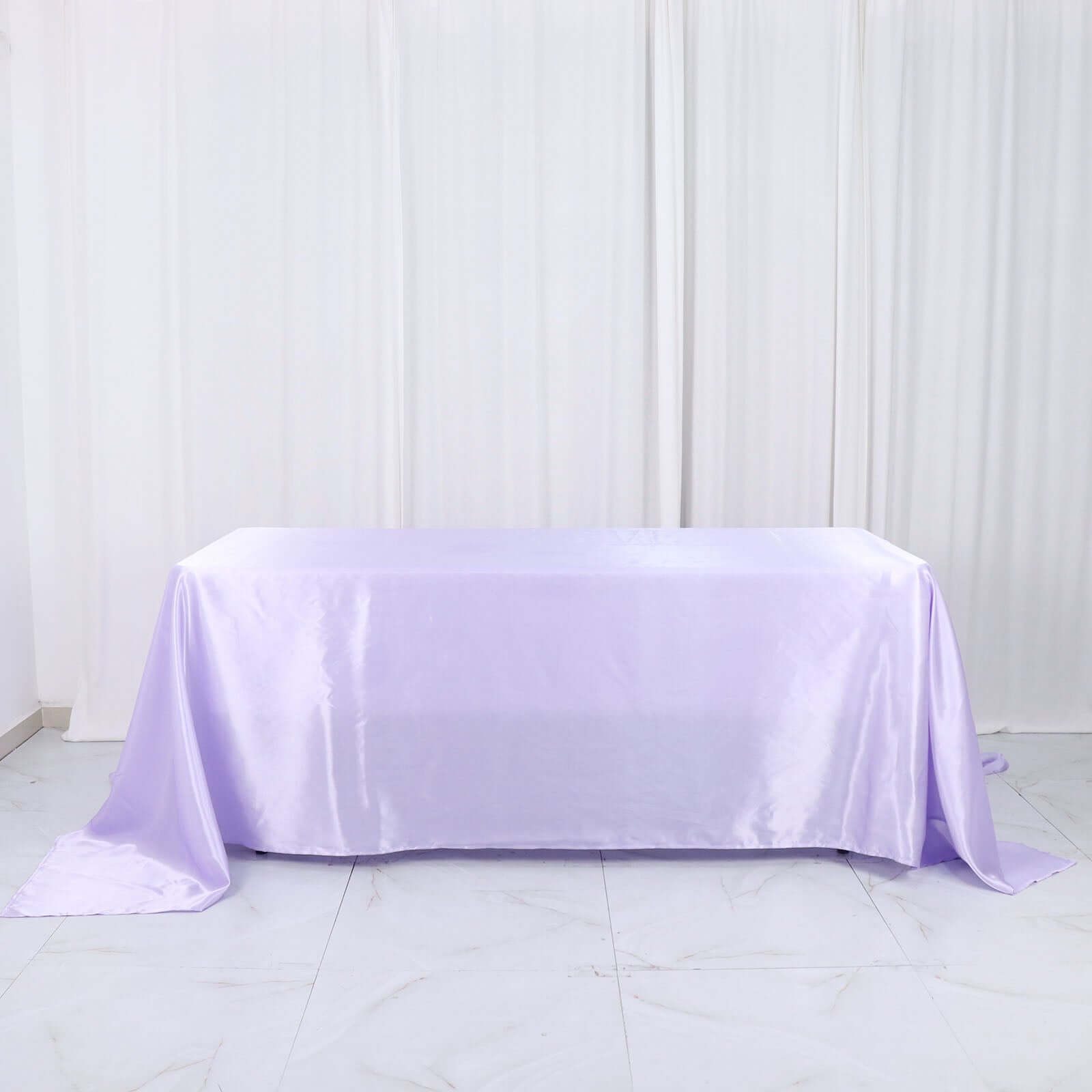 Satin Rectangular 90x132 Tablecloth Lavender Lilac Satin - Seamless Table Cover