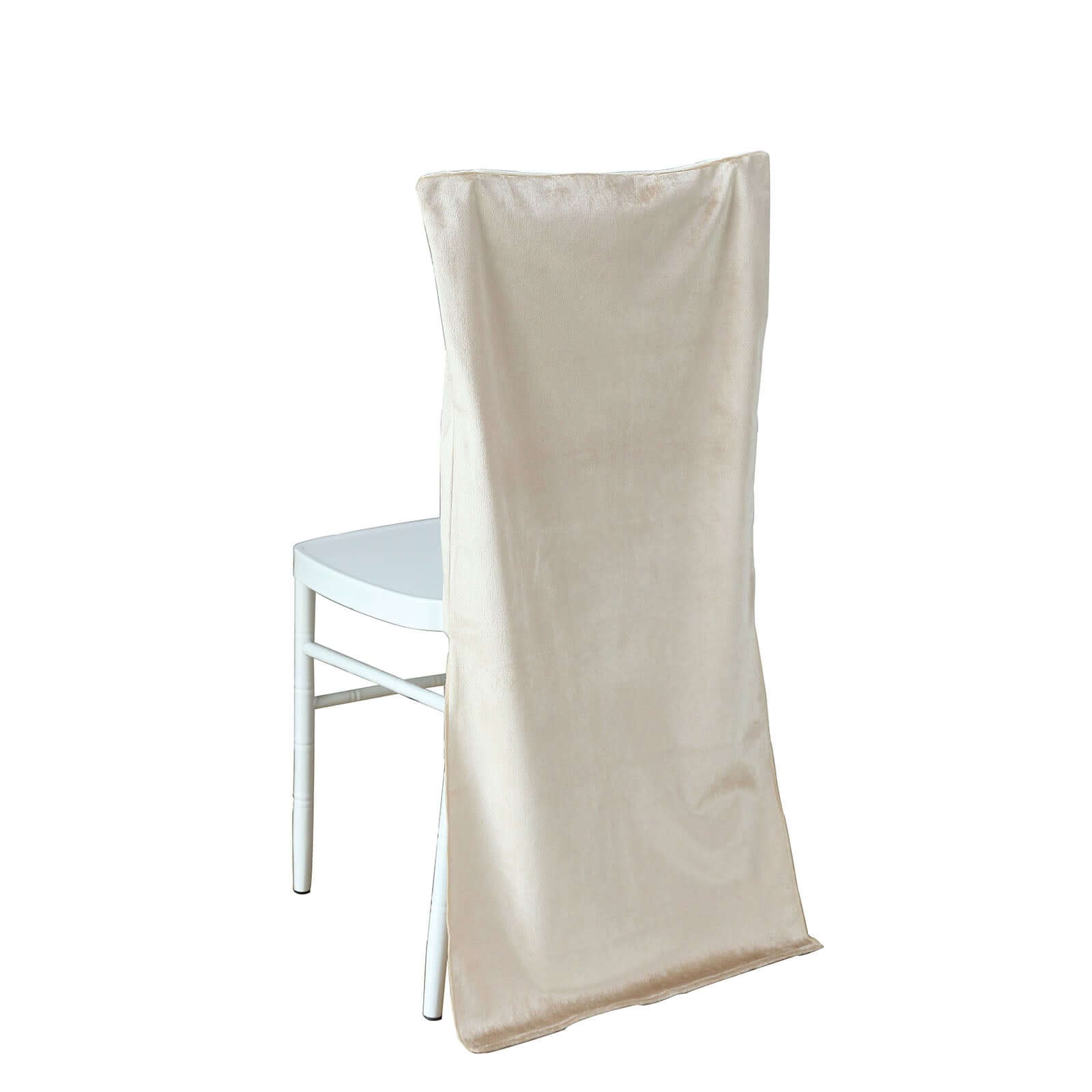 Velvet Chair Back Slipcover for Chiavari Chairs Champagne - Soft and Smooth Solid Chair Back Cover Cap