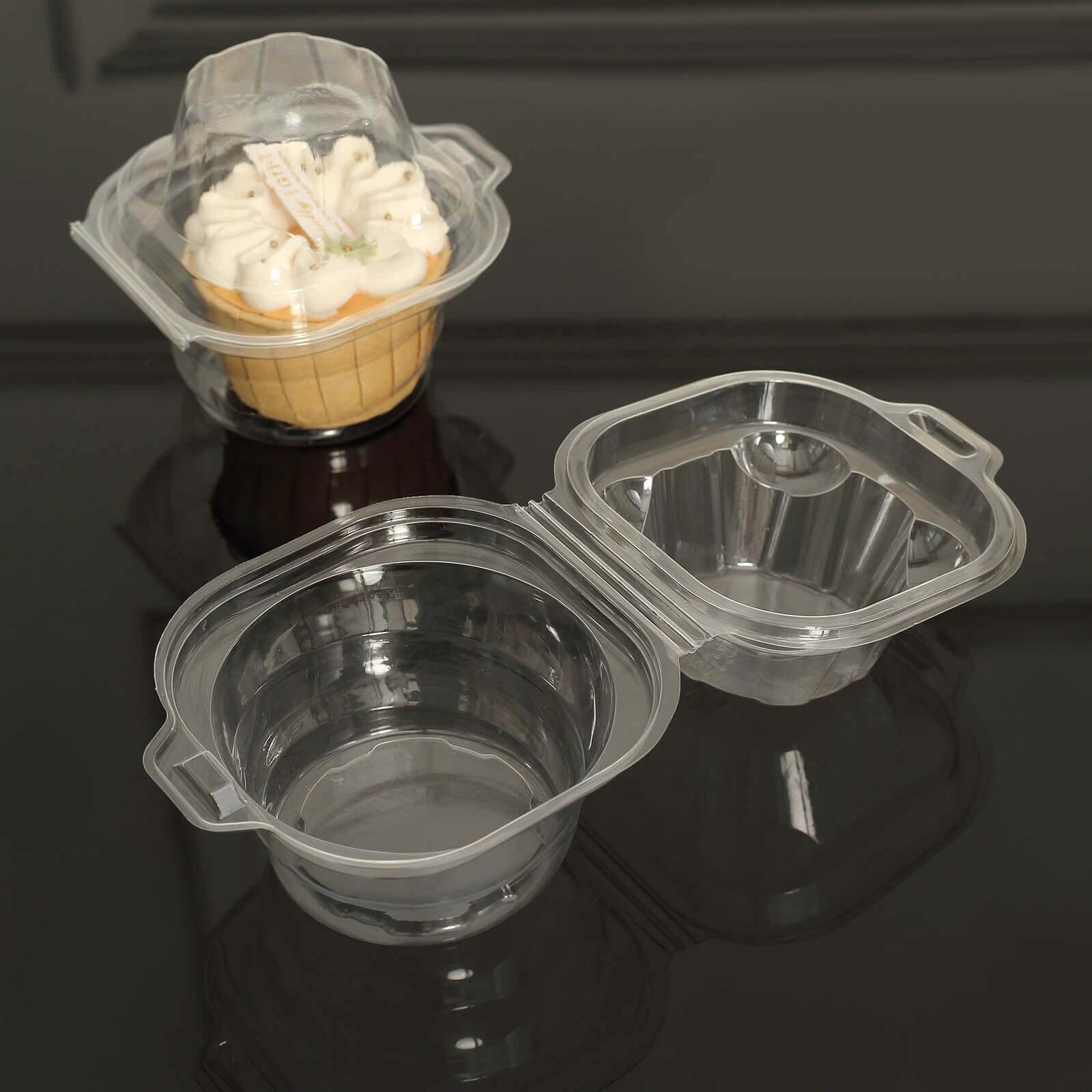 25-Pack Plastic Cupcake Container Boxes Clear - Single Clamshell-Packaging with Stackable Dome Lid for Events & Bakeries 4