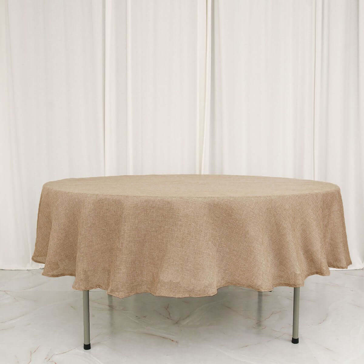 Faux Burlap Jute 90 Round Tablecloth Natural - Rustic Event Table Linen