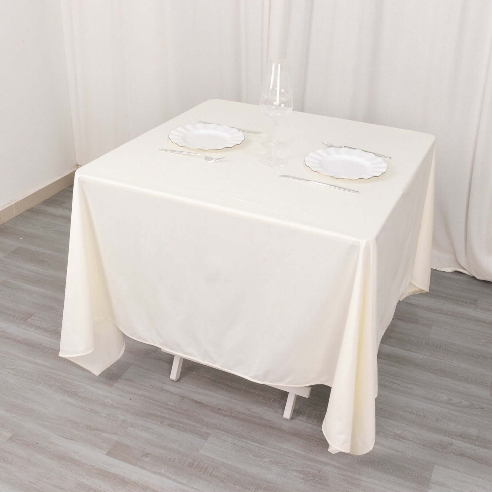 Premium Scuba Square 70x70 Tablecloth Ivory - Wrinkle Free & Stain Resistant Table Cover