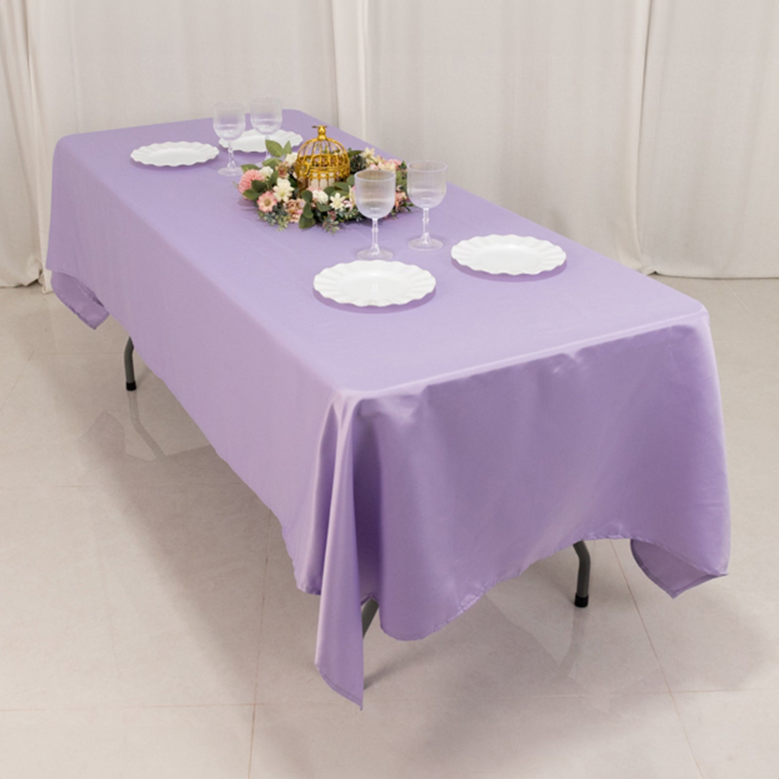 Lamour Satin 60x102 Rectangle Tablecloth Lavender Lilac - Durable & Silky Soft Feel Table Cover