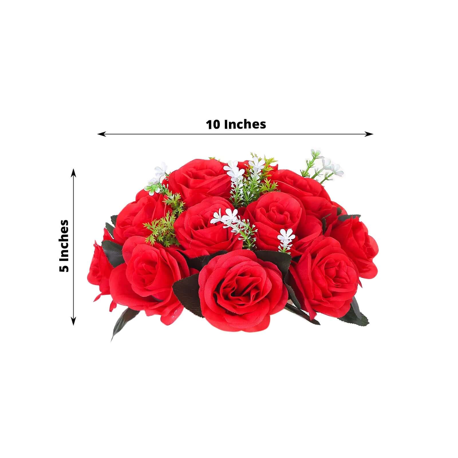 2 Pack Red Silk 15-Head Rose Flower Balls For Centerpieces - 10, Artificial Kissing Ball Floral Arrangements