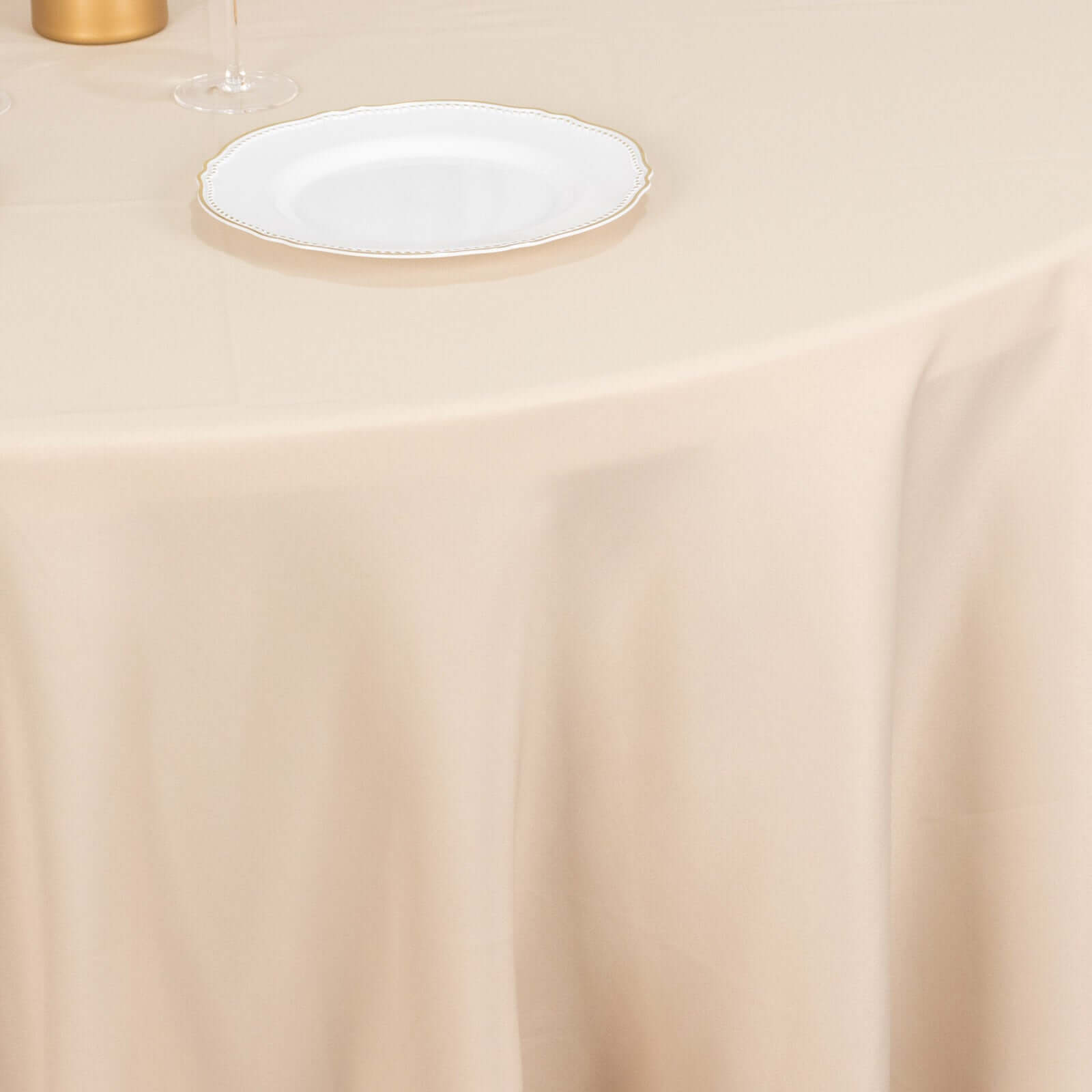 Premium Polyester 108 Round Tablecloth Beige - Wrinkle-Resistant 220GSM Table Cover