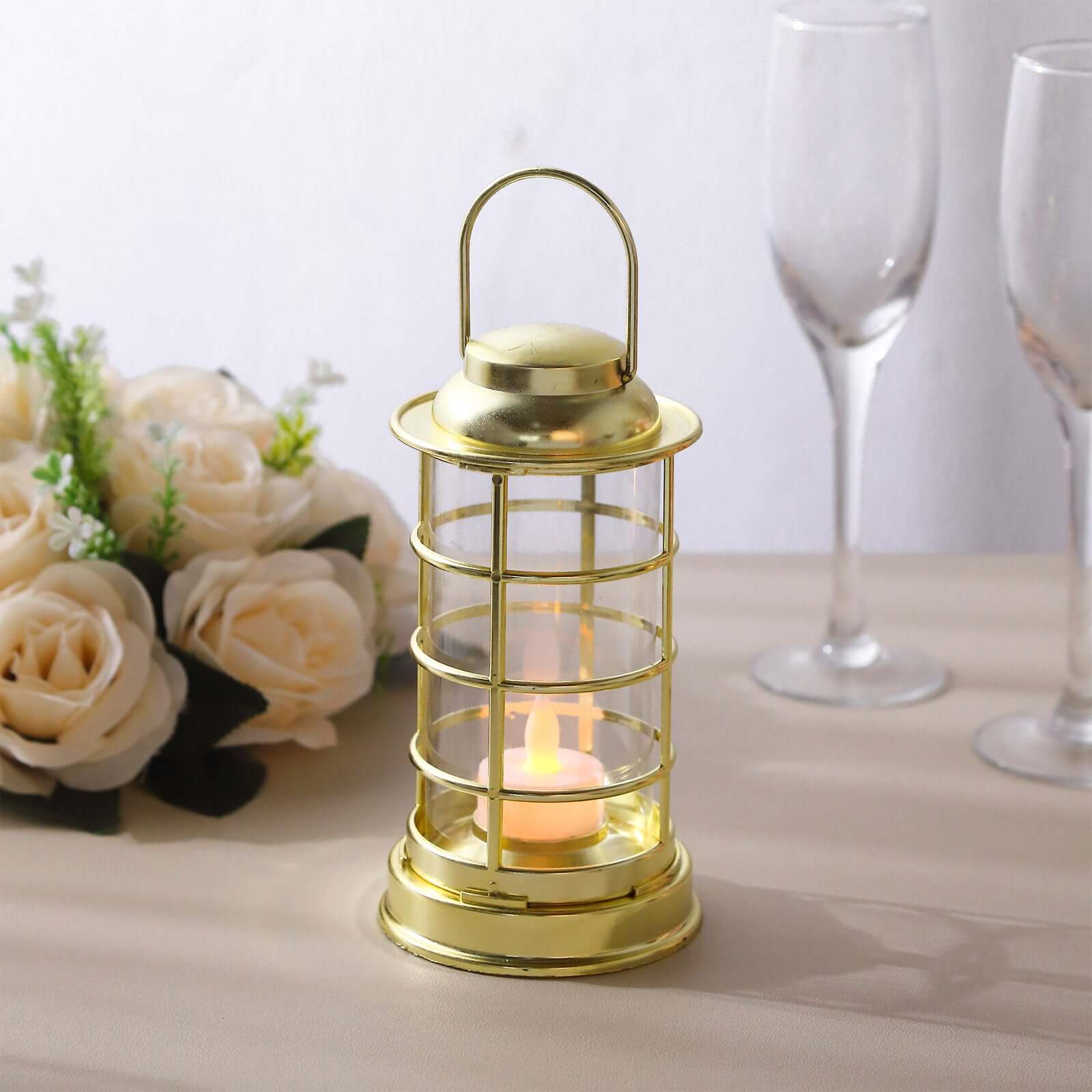 3-Pack LED Tealight Candles Decorative Gold - Battery Operated Mini Lantern Lamps 7