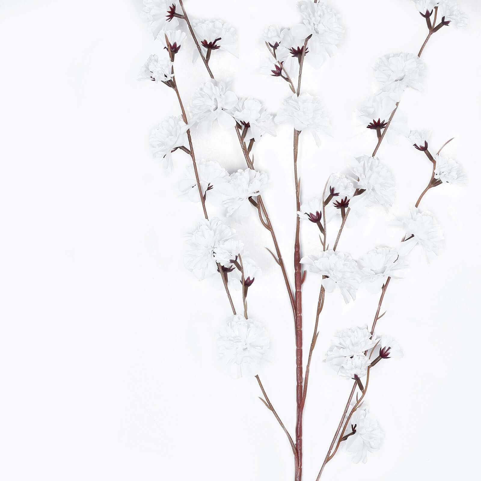 2 Branches 42 Tall White Artificial Silk Carnation Flower Stems