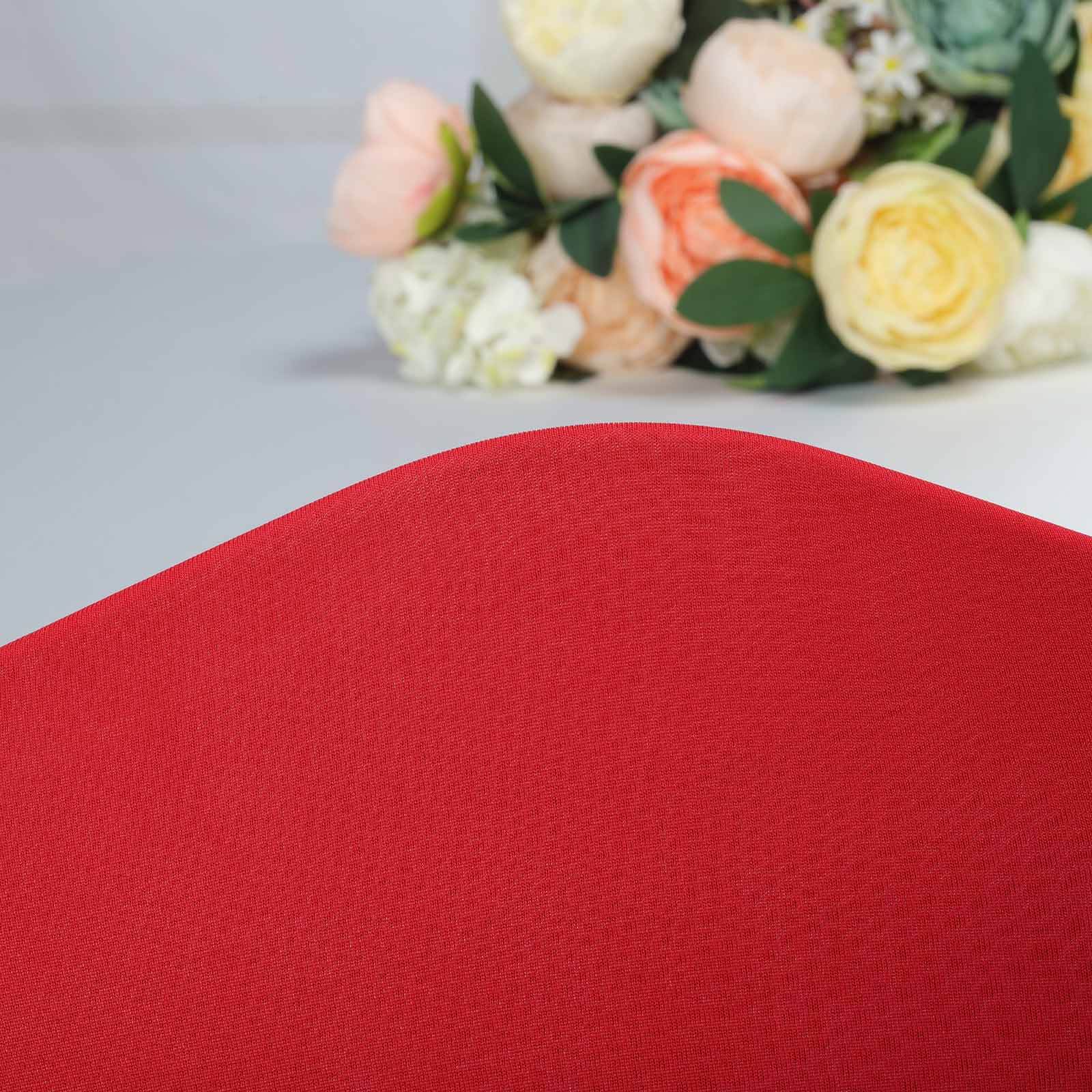 Satin Rosette Chair Cover for Banquet Chairs Red - Stretch Fitted Slip-On Slipcover