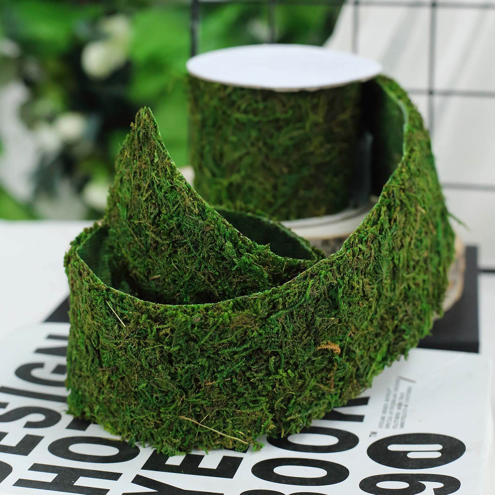 4ft 2 Wide Green Preserved Moss Ribbon Roll, DIY Craft Ribbon