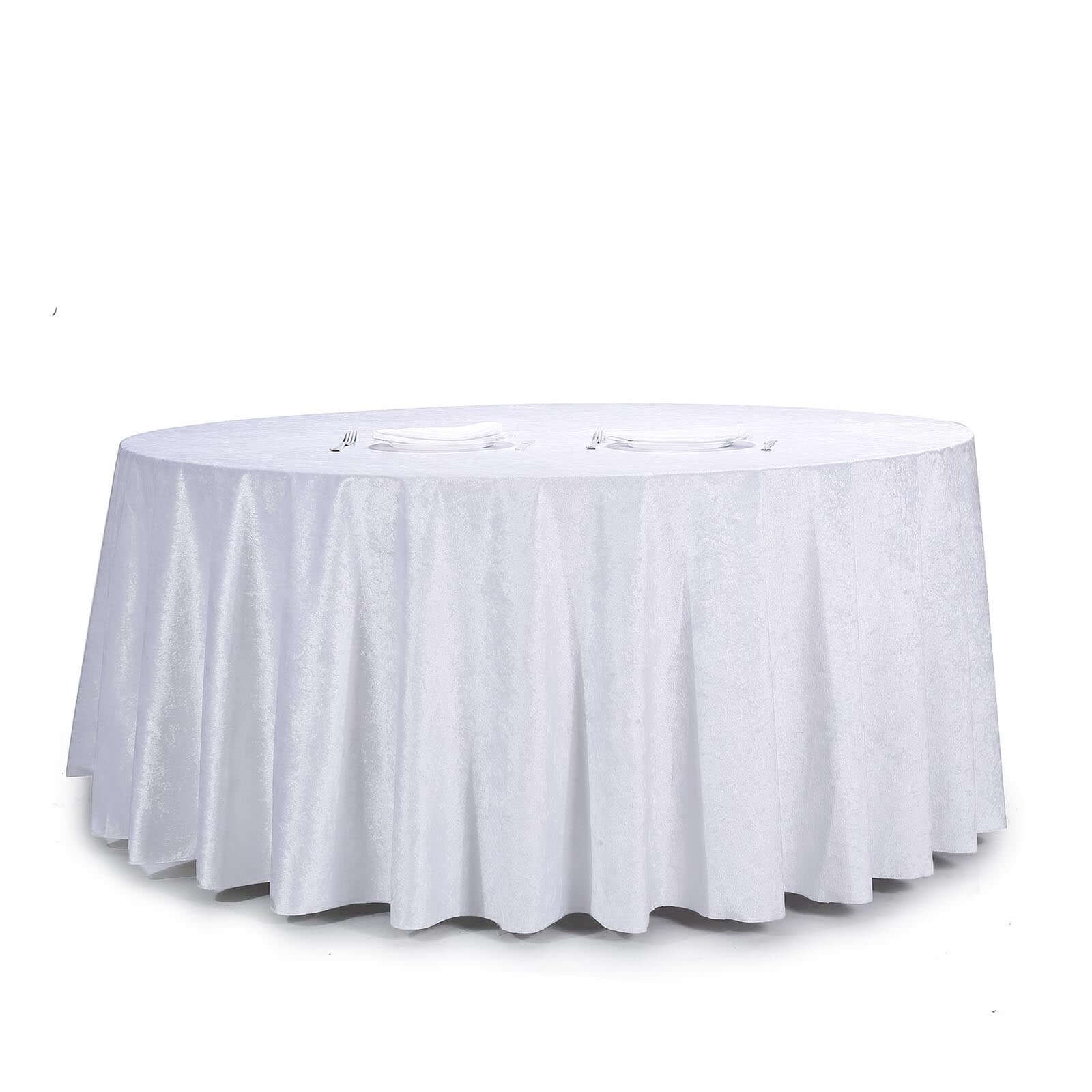 Premium Velvet 120 Round Tablecloth White - Reusable Soft & Seamless Table Cover