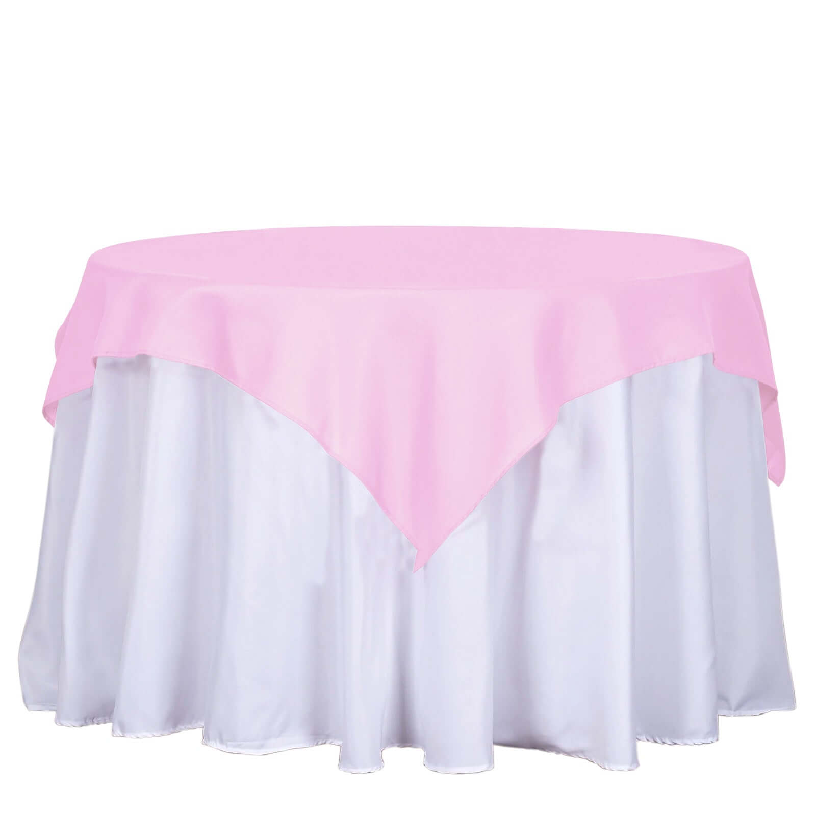 Polyester 54x54 Table Overlay Square Tablecloth Pink - Wrinkle-Resistant & Durable Table Cover