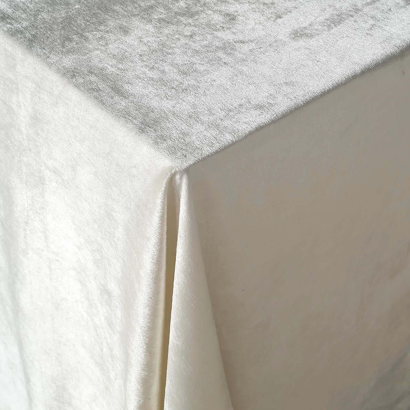 Premium Velvet 90x156 Rectangle Tablecloth Ivory - Reusable Soft & Seamless Table Cover