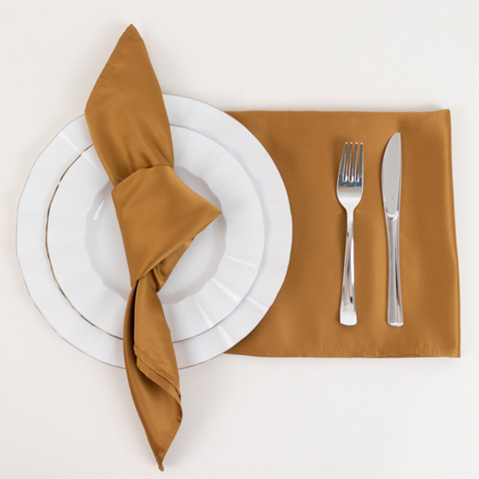 5 Pack Lamour Satin 20x20 Napkins Gold - Exquisite Dinner Napkins with Soft Matte Finish for Weddings & Events