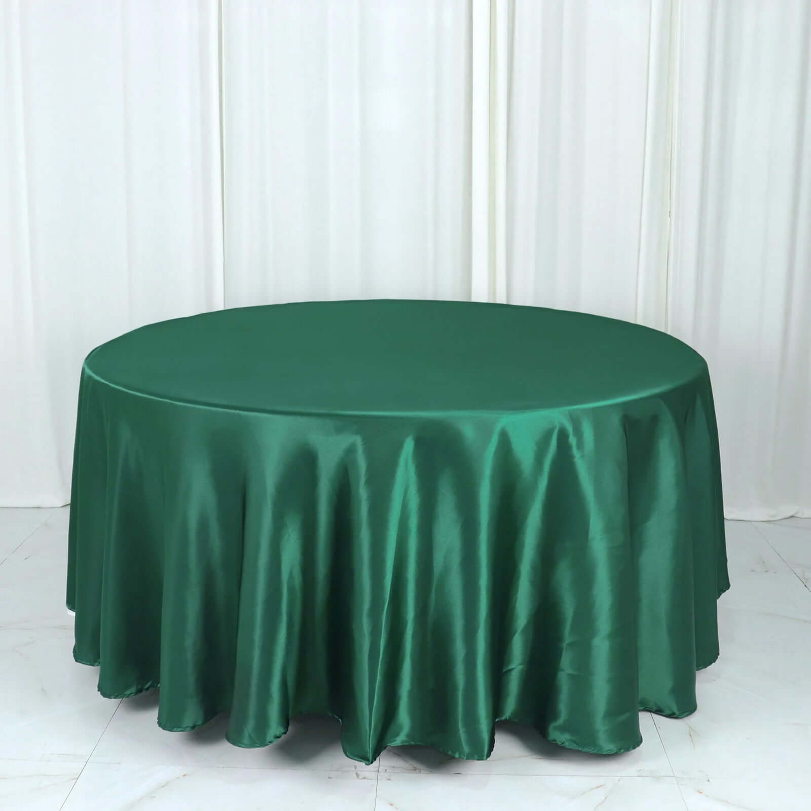 Satin 108 Round Tablecloth Hunter Emerald Green - Smooth and Lustrous Table Cover