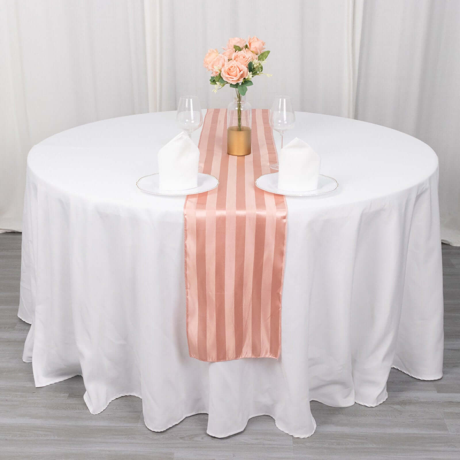 Satin 12x108 Table Runner Dusty Rose - Stripe Table Decor