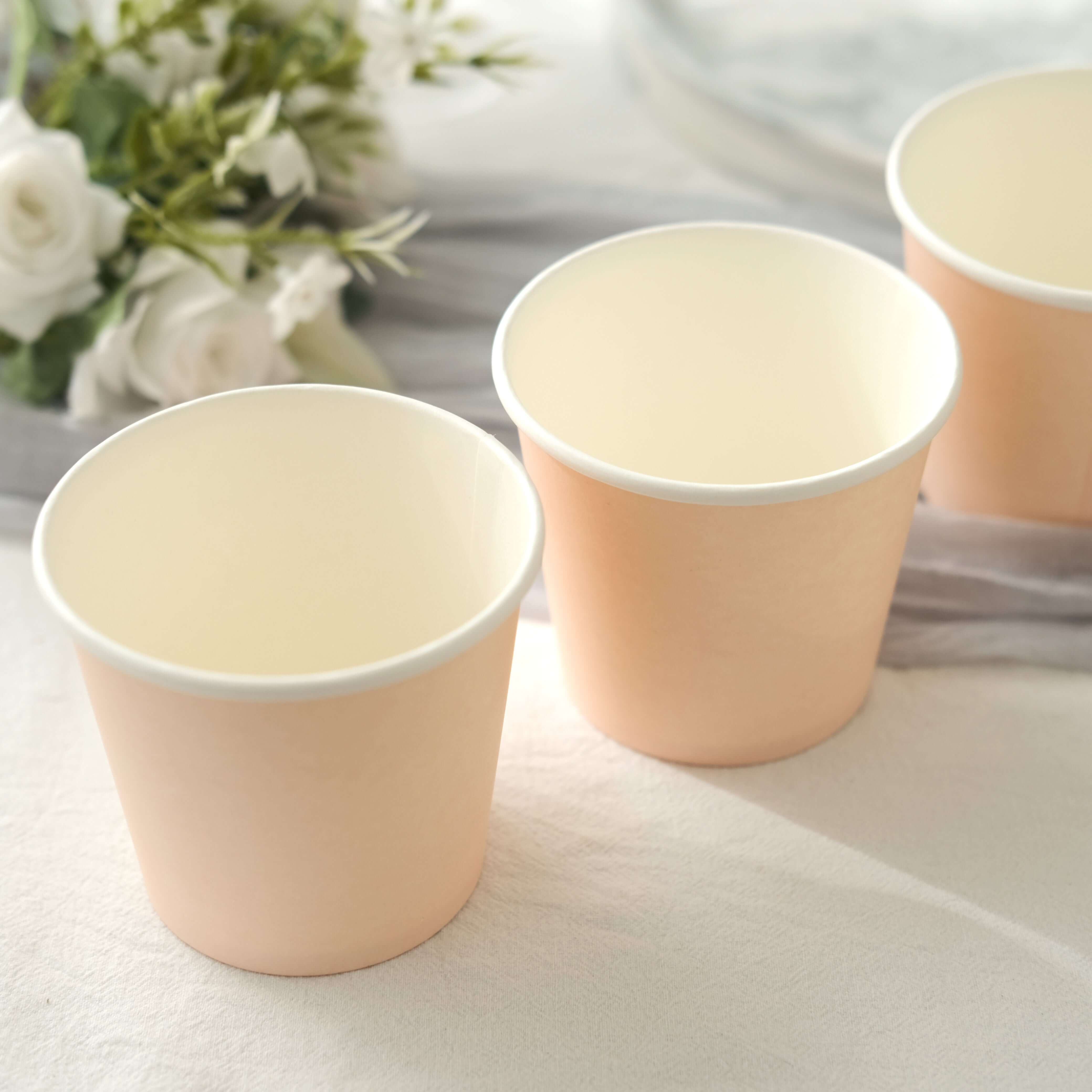 50-Pack Paper Dessert Cups Eco-Friendly Blush Design - Ideal for Ice Cream and Yogurt 10oz