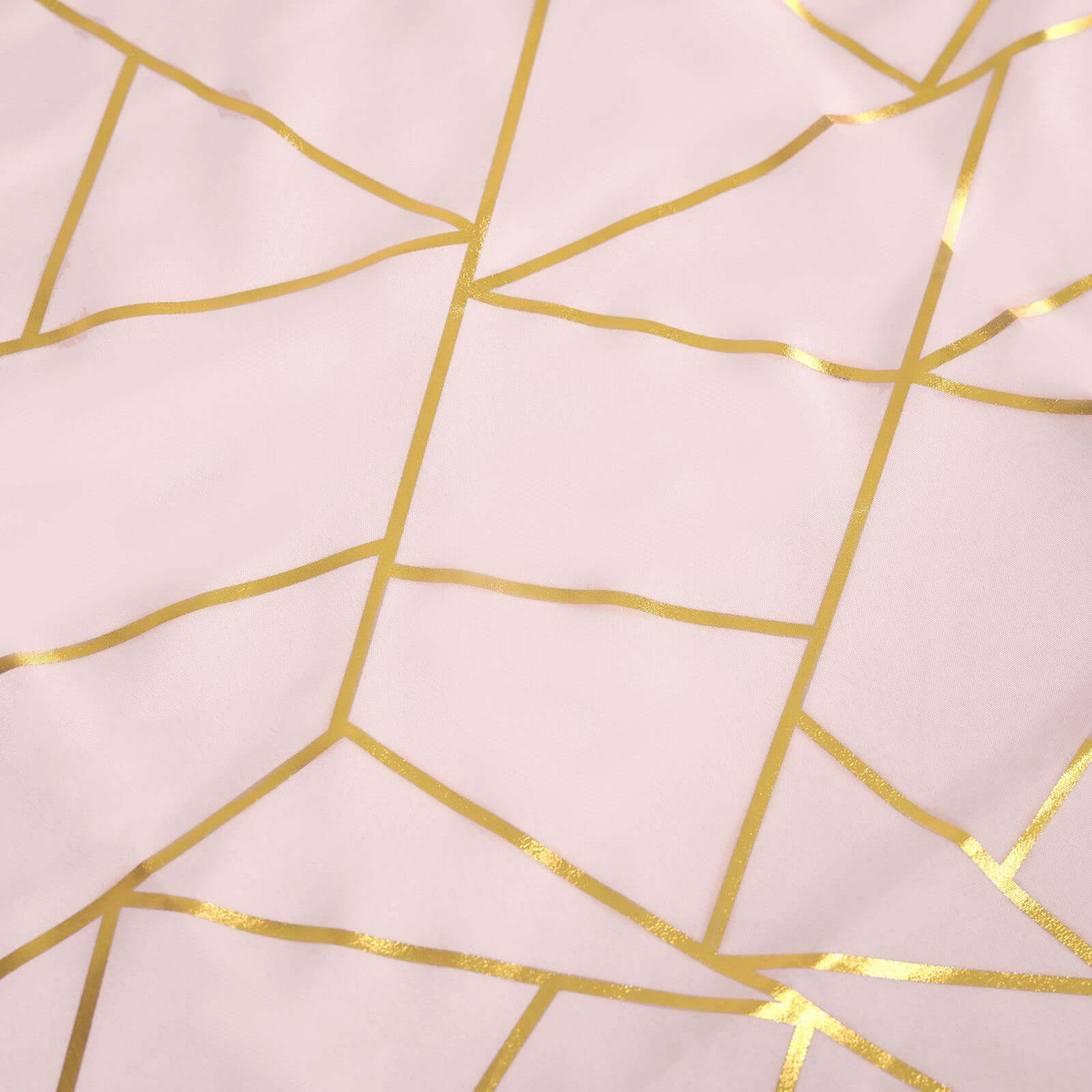 Polyester 54x54 Square Tablecloth Blush with Gold Foil Geometric Pattern - Wrinkle-Resistant & Durable Table Cover
