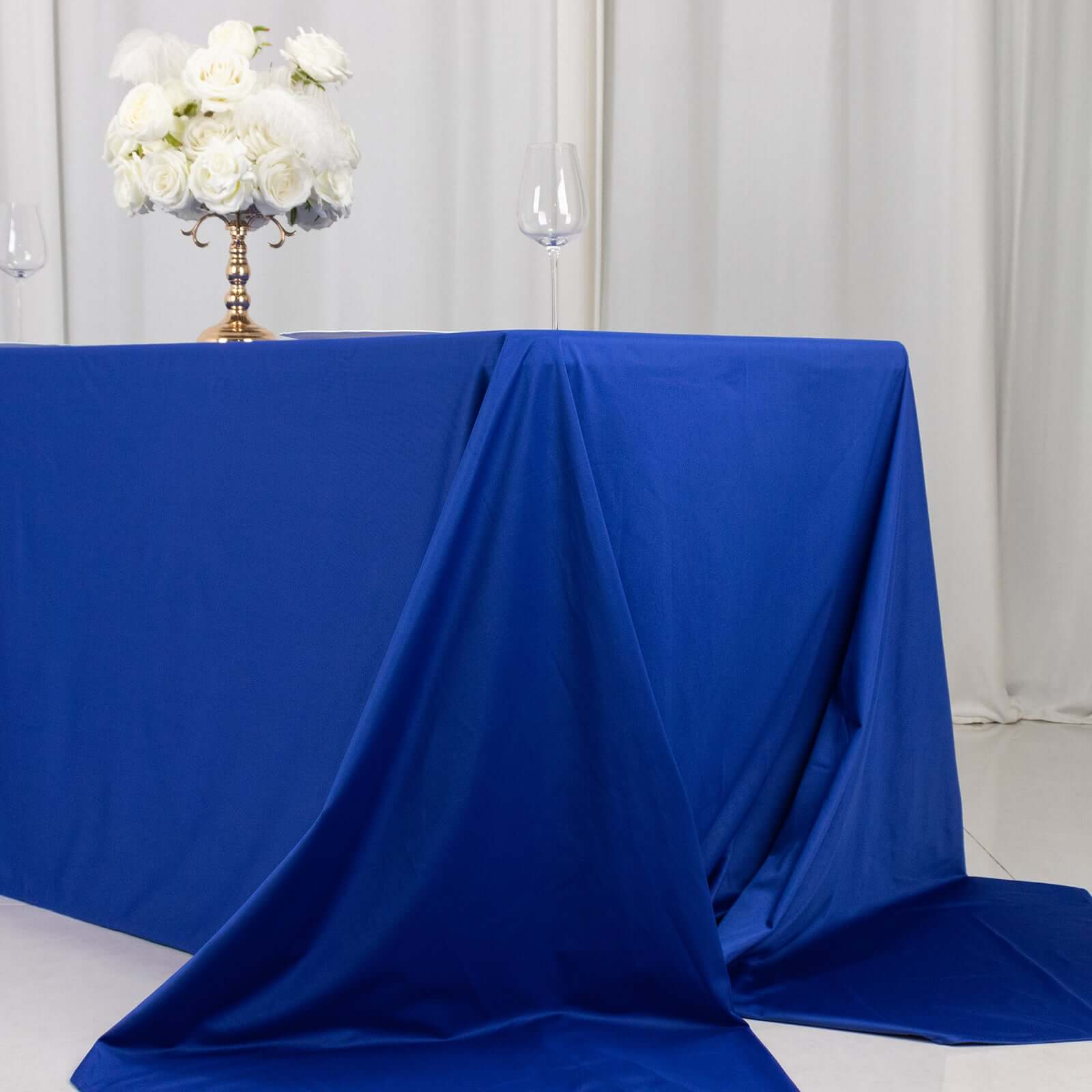 Premium Scuba Rectangular 90x156 Tablecloth Royal Blue - Wrinkle Free, Stain Resistant & Seamless Table Cover