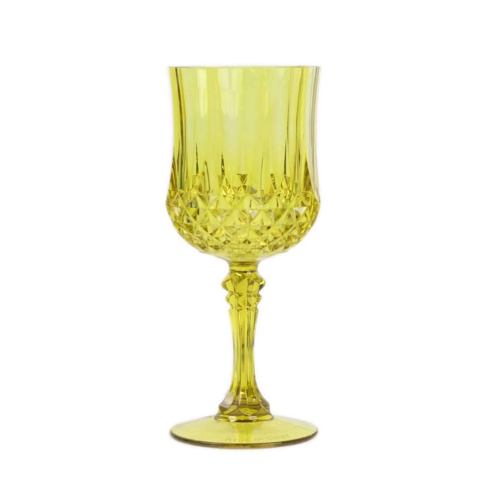 6-Pack Plastic Cocktail Goblets Green Transparent Crystal Cut - Shatterproof Drinkware 8oz