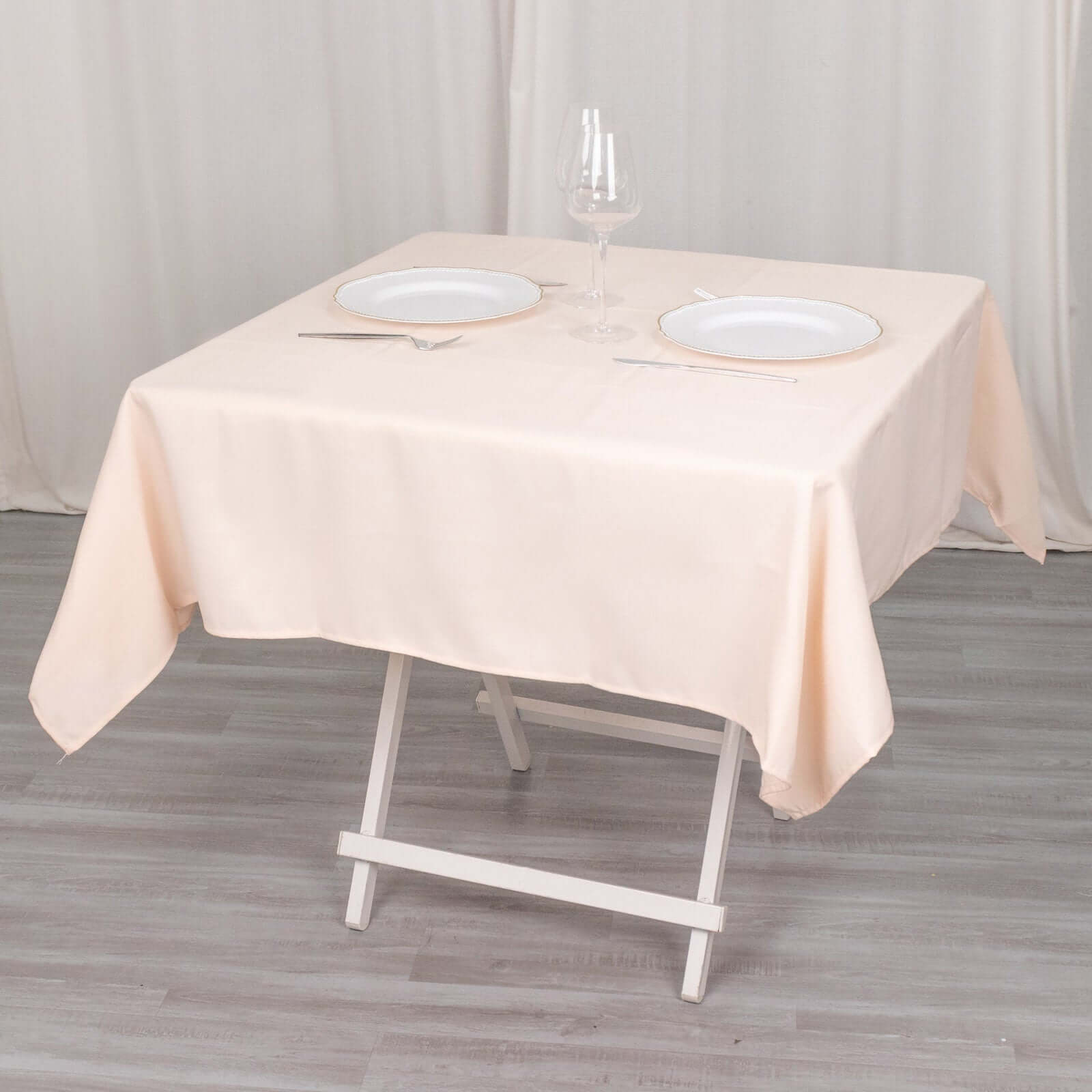 Premium Polyester 54x54 Table Overlay Square Tablecloth Blush - Stain and Wrinkle-Resistant 220GSM Table Topper