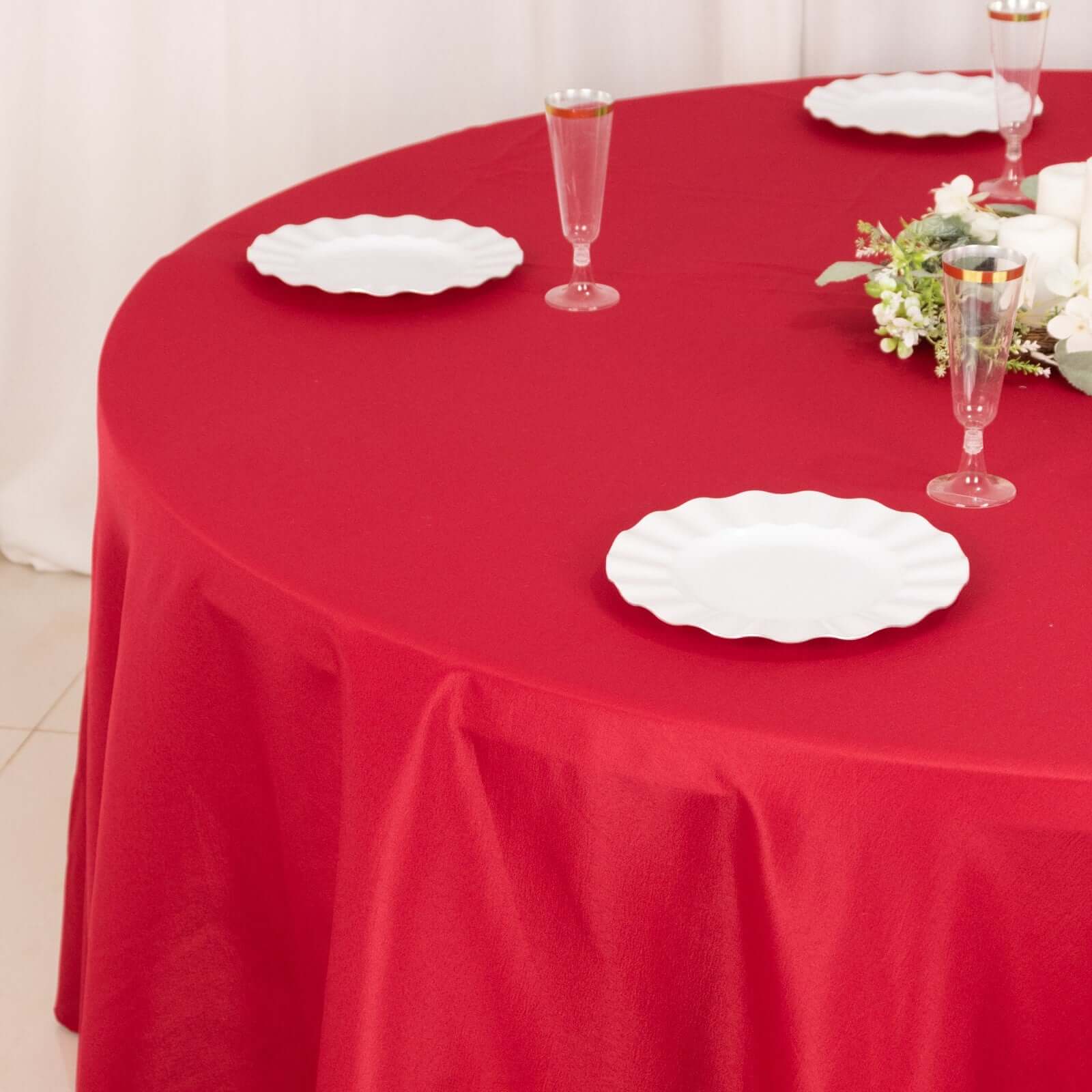 Polyester 120 Round Tablecloth Wine - Seamless Wrinkle-Resistant Table Cover