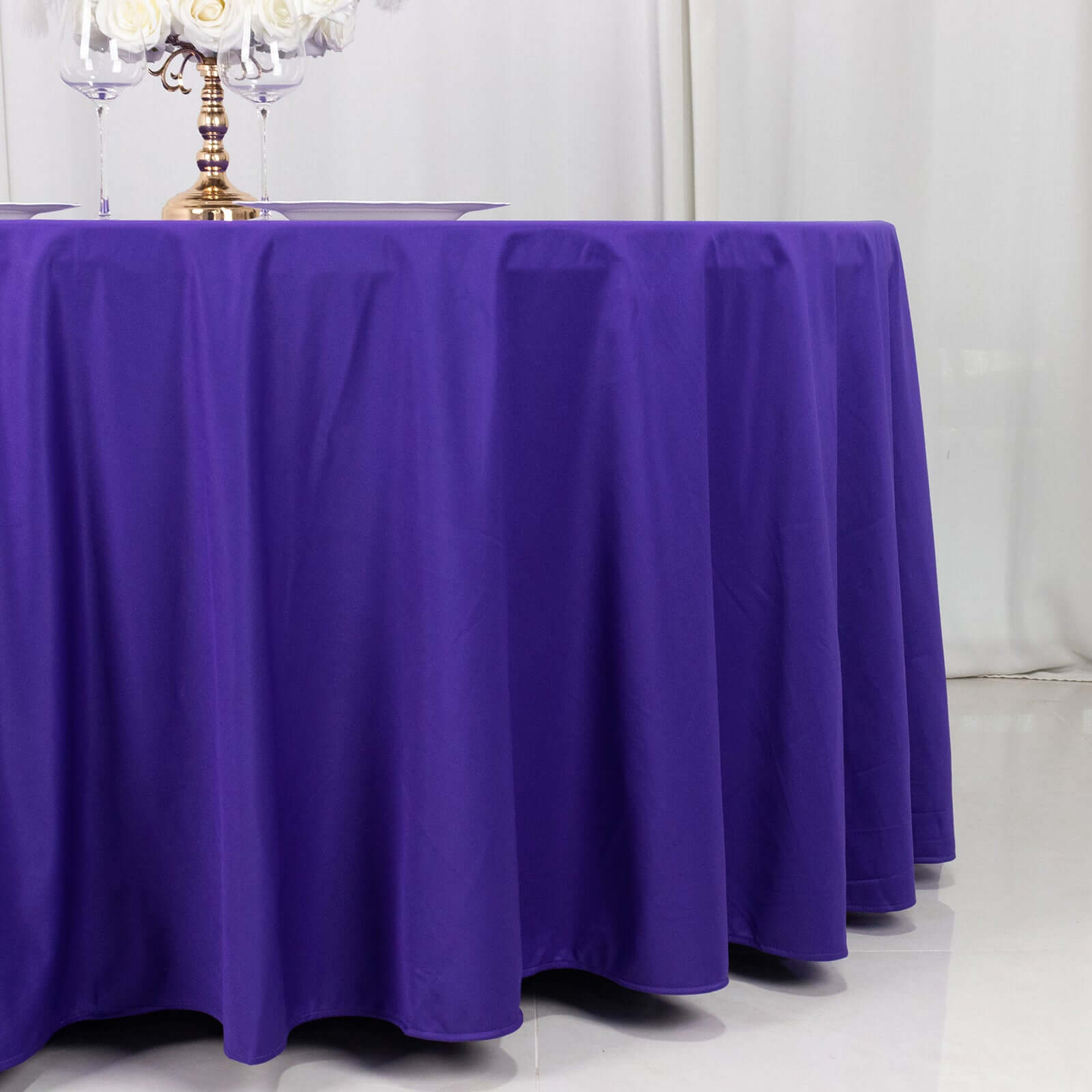 Premium Scuba Round 120 Tablecloth Purple - Wrinkle Free & Stain Resistant Seamless Table Cover