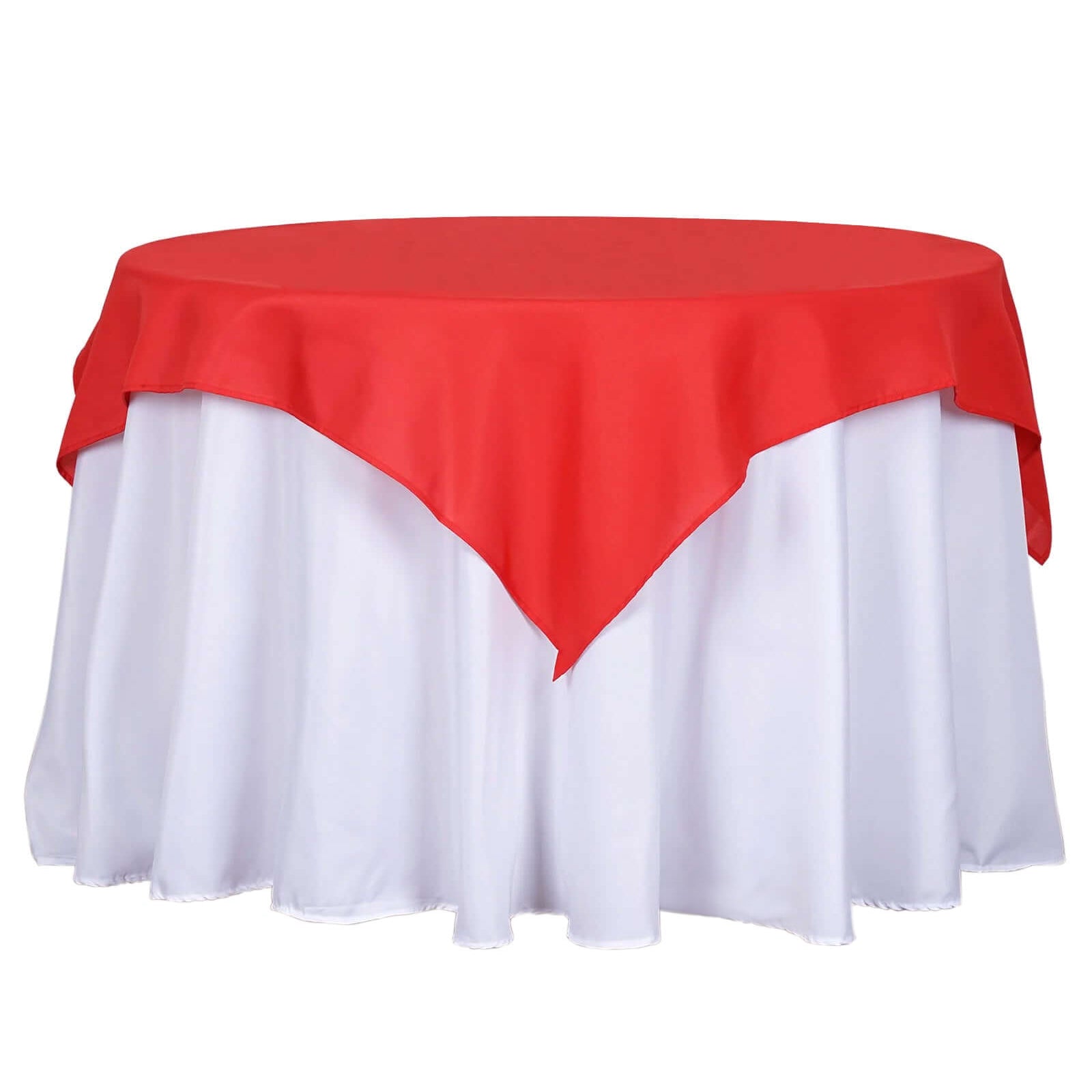 Polyester 54x54 Table Overlay Square Tablecloth Red - Wrinkle-Resistant & Durable Table Cover