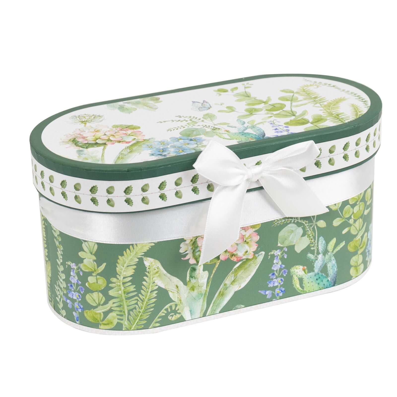 Greenery Theme Bridal Shower Gift Set, 2 Pack Porcelain Tea Cups With Matching Keepsake Gift Box and Satin Ribbon Handle