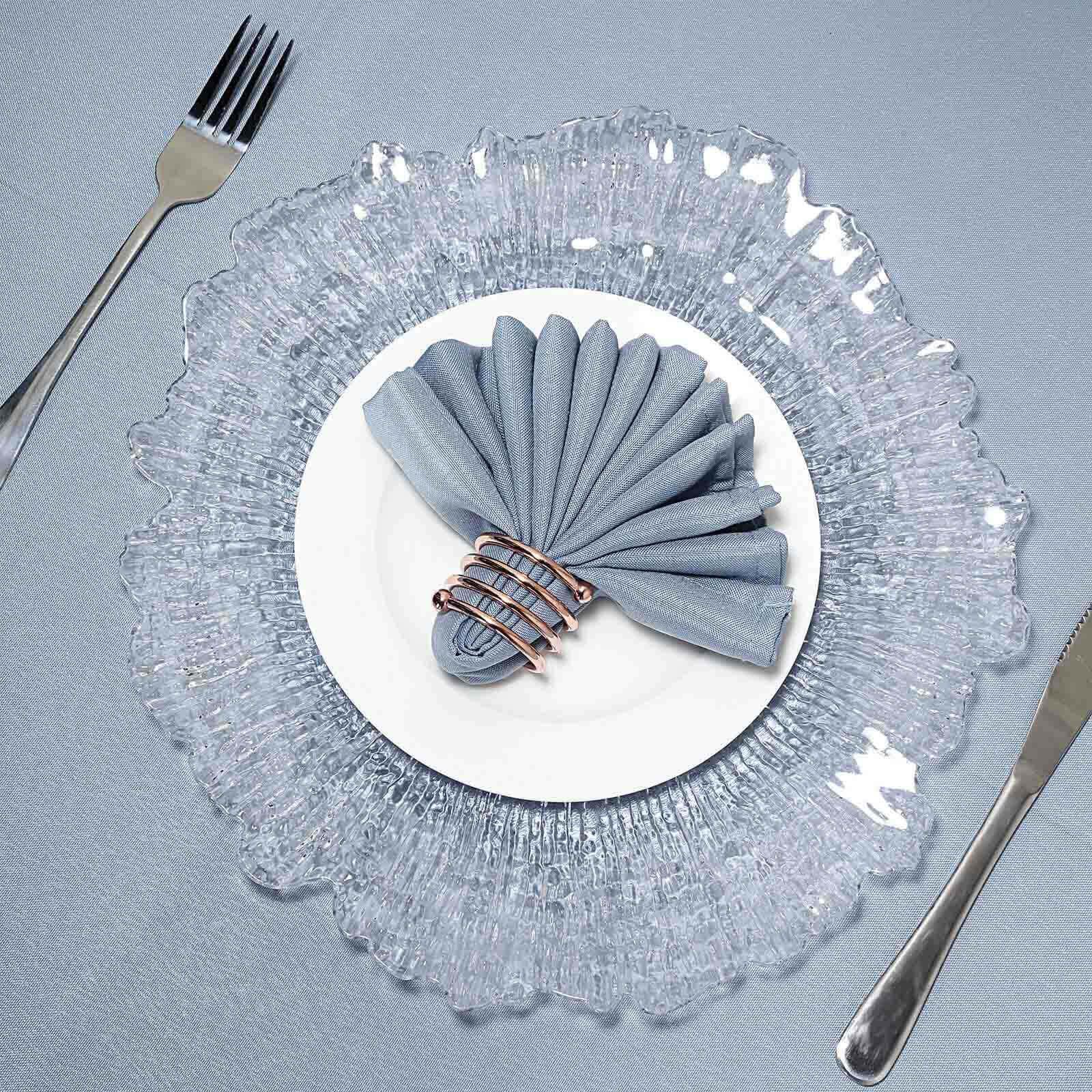 6-Pack Plastic Round Charger Plates 12 in Clear with Reef Design, Decorative Dinner Party Serving Plates