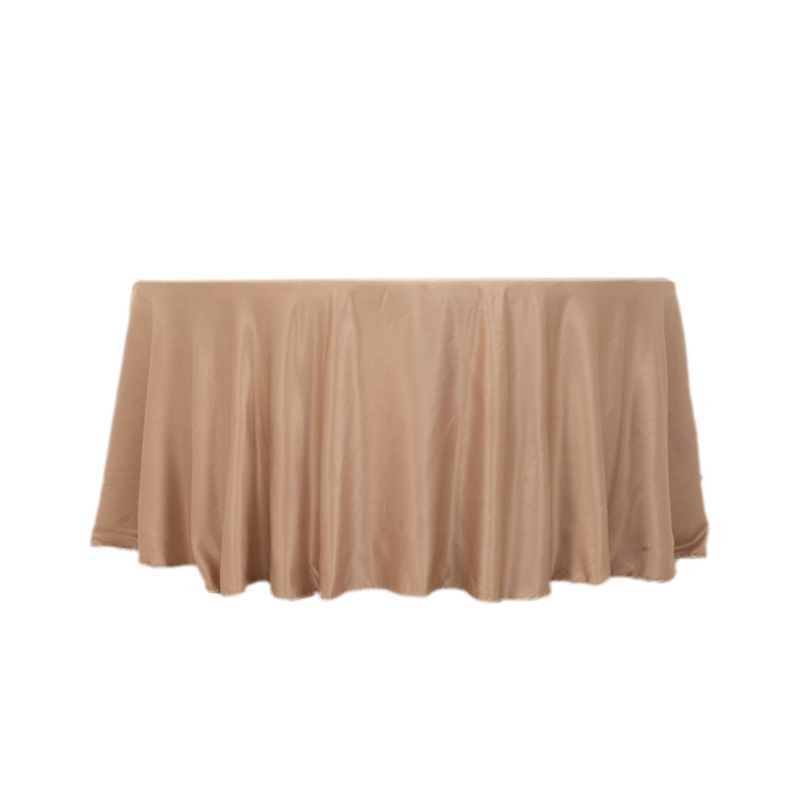 Lamour Satin 120 Round Tablecloth Nude - Seamless Table Cover with Soft Tempered Sheen