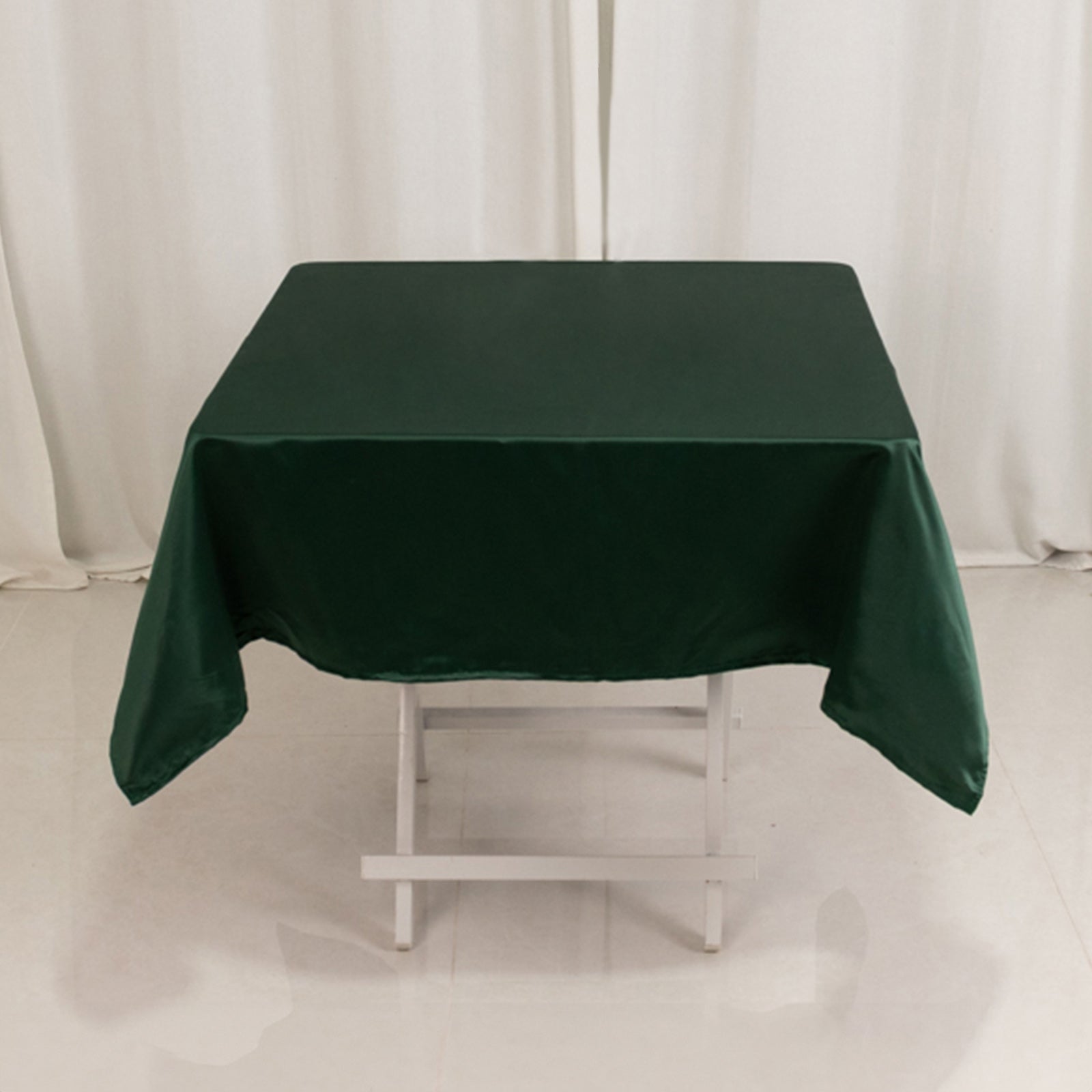 Lamour Satin 54x54 Square Tablecloth Hunter Emerald Green - Durable & Silk-Like Table Cover