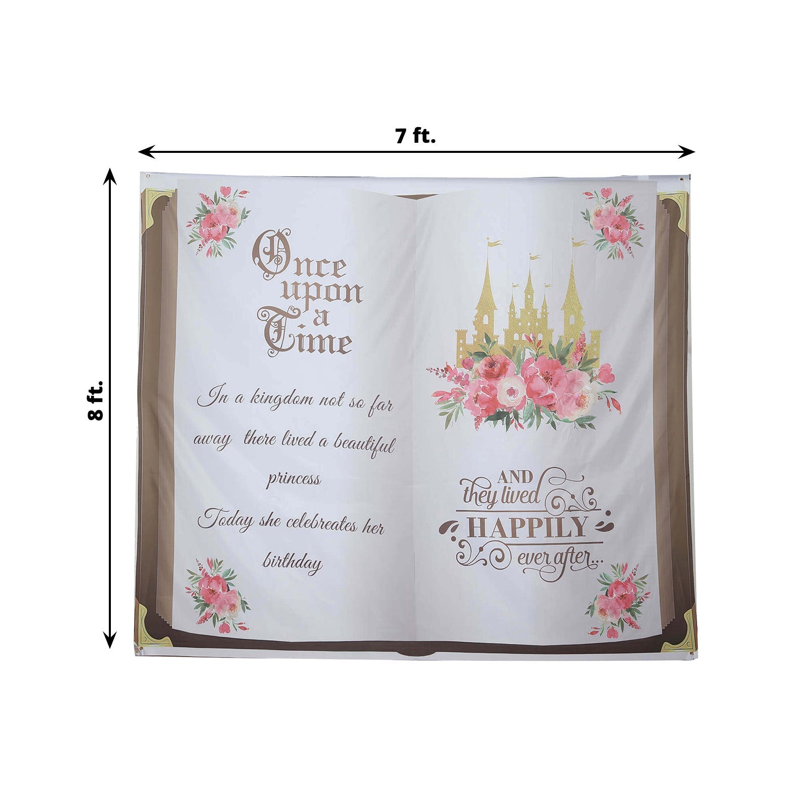 8ftx7ft Fairy Tale Book Vinyl Photography Backdrop, Once Upon a Time Princess Theme Party Photo Shoot Background