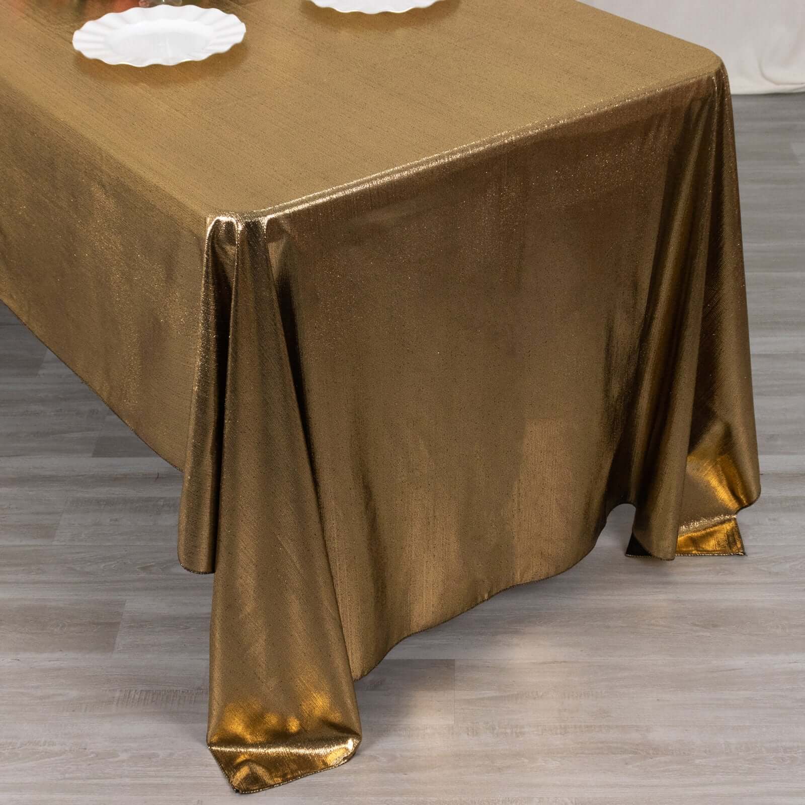 Sequin Dots Polyester 60x126 Rectangle Tablecloth Shimmering Antique Gold - Wrinkle Free & Sparkling Table Cover