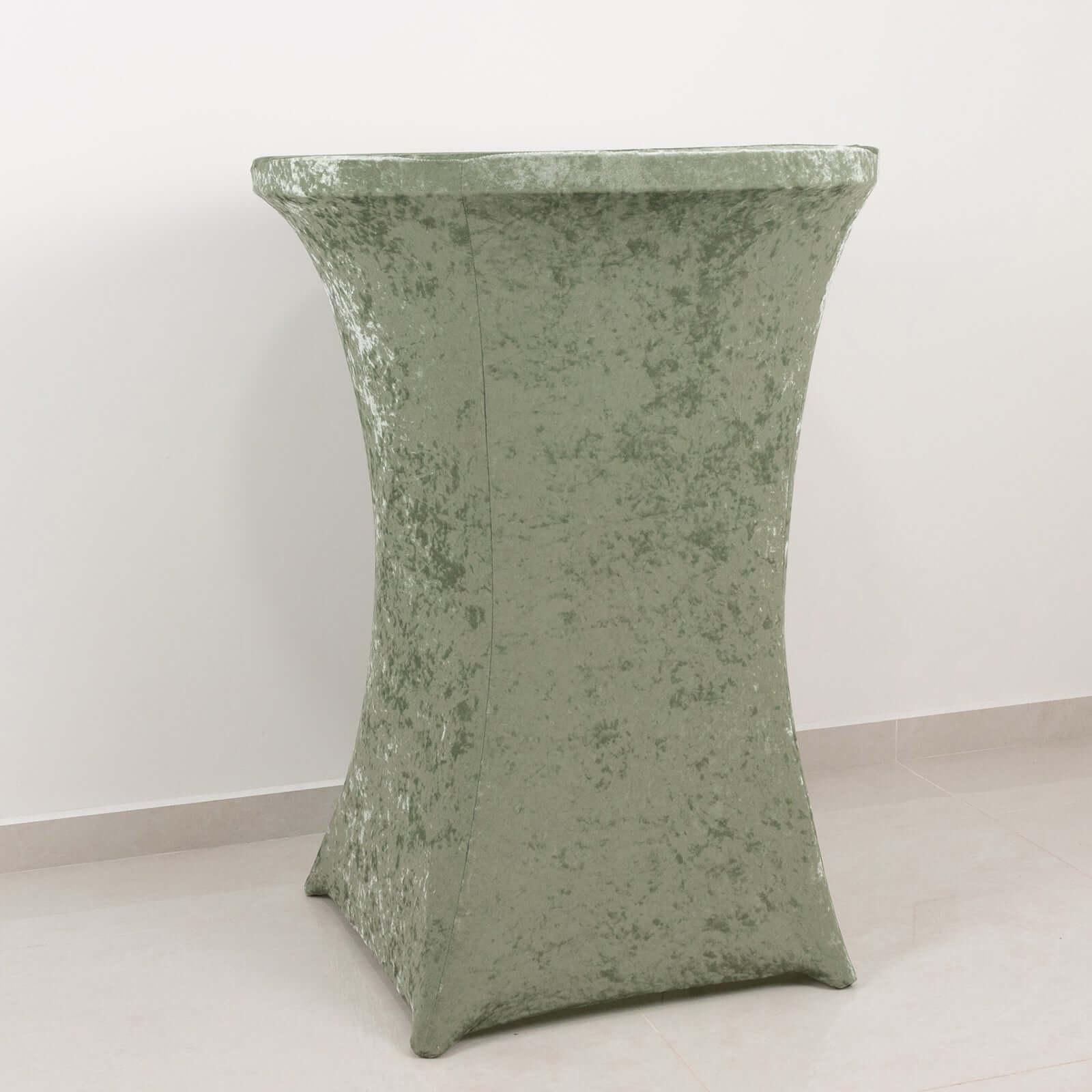 Crushed Velvet Spandex 32 Round Cocktail Table Cover Sage Green Smooth Highboy Tablecloth