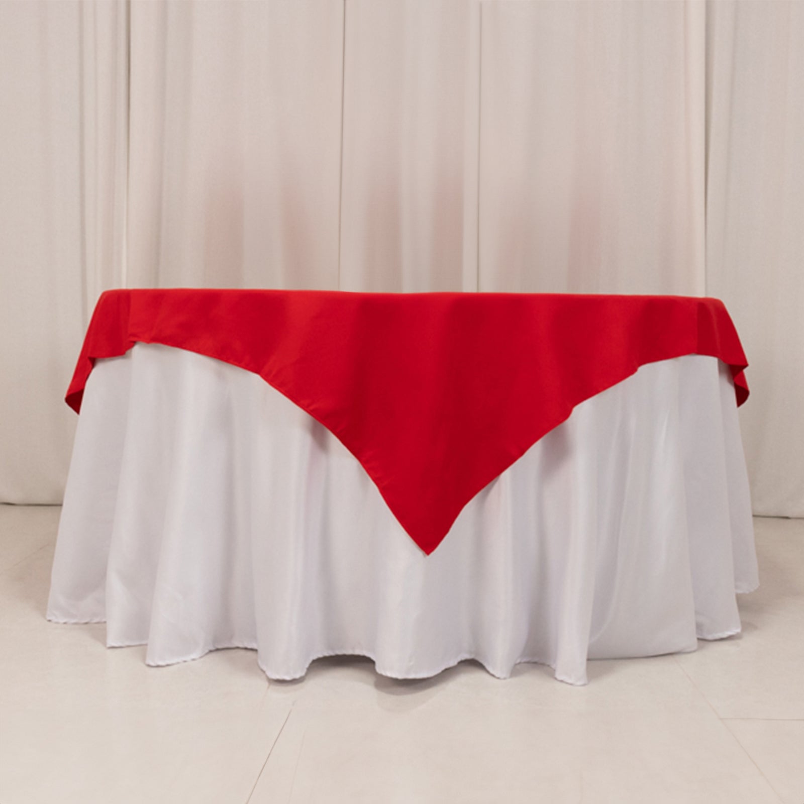 Cotton Blend 70x70 Table Overlay Square Tablecloth Red - Wrinkle-Resistant Fabric Table Topper