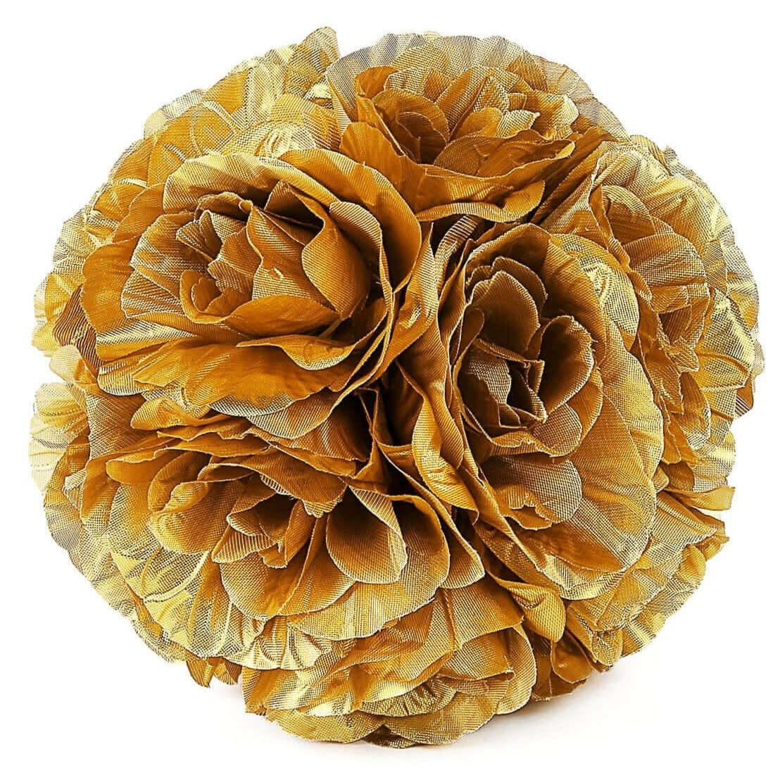 2 Pack 7 Gold Artificial Silk Rose Kissing Ball, Faux Flower Ball