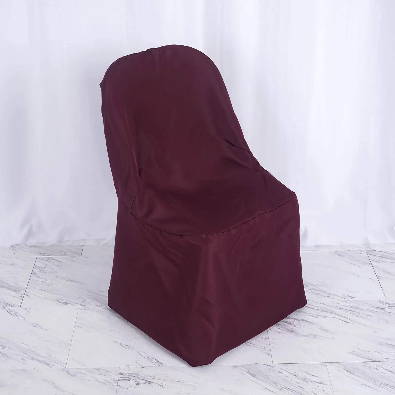 10 Pack Polyester Chair Covers for Folding Chairs Burgundy - Wrinkle-Free Stain-Resistant Slip-On Slipcovers