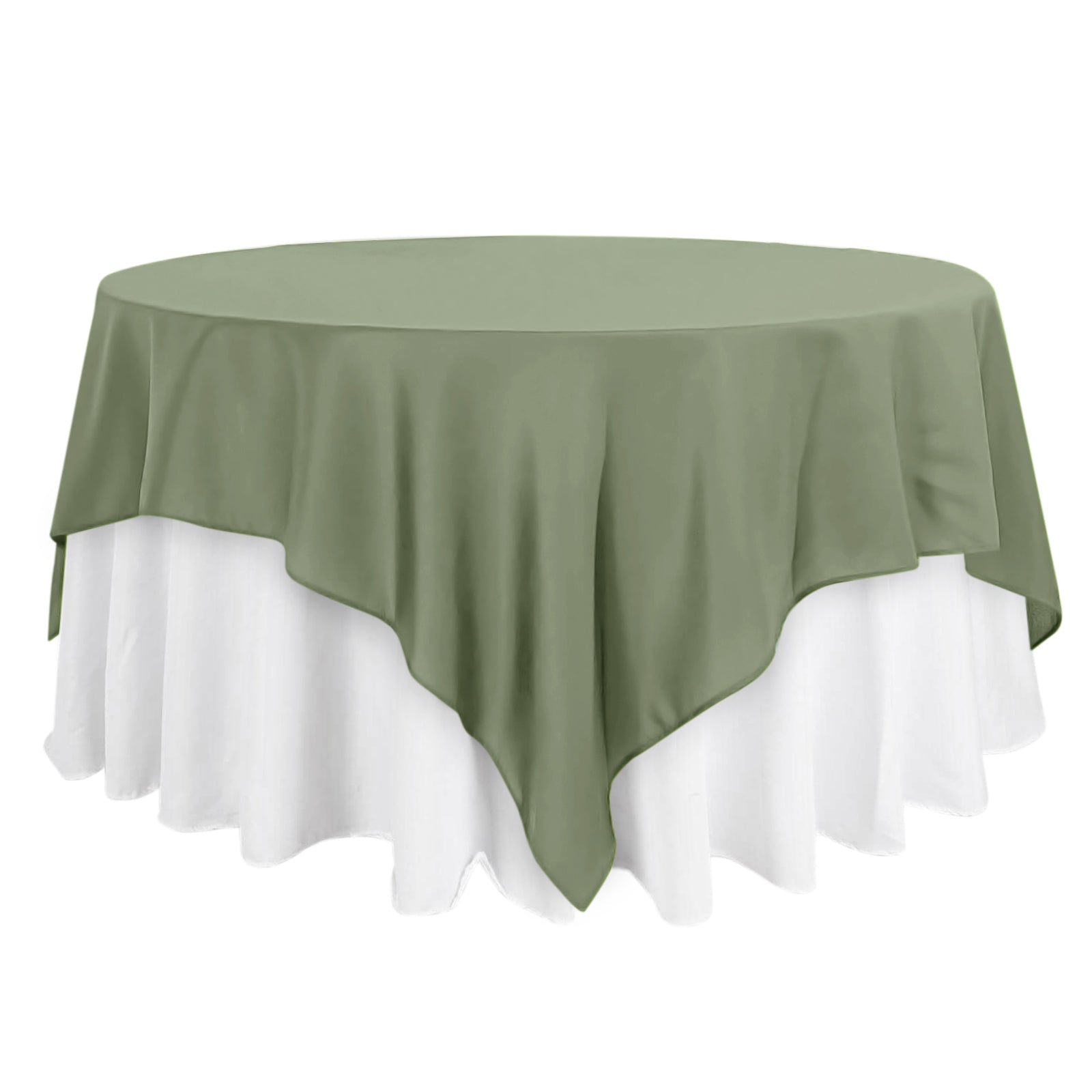 Polyester 90x90 Table Overlay Square Tablecloth Dusty Sage Green - Wrinkle-Resistant & Durable Table Cover