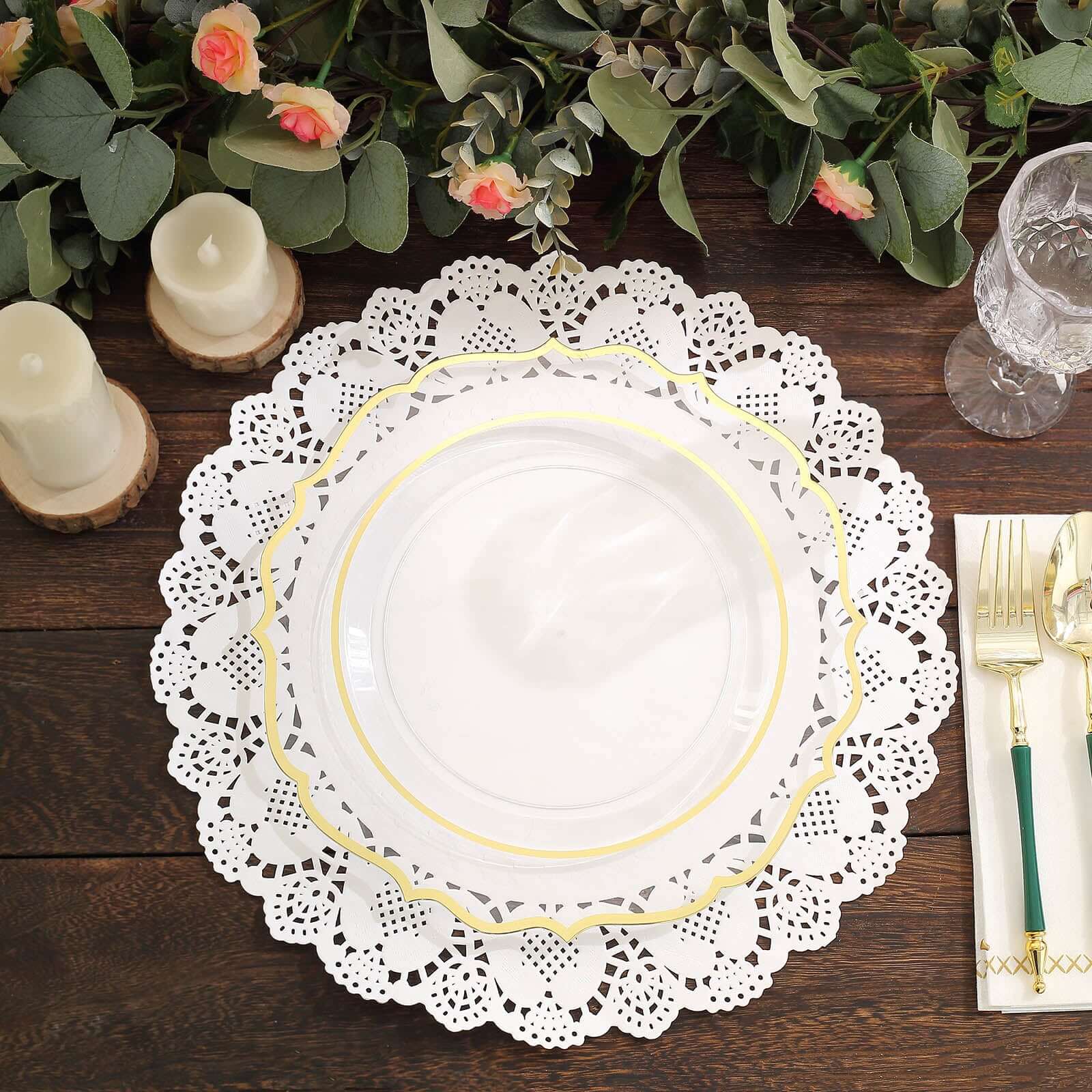 100 Pcs Paper 12 Round Placemats in White - Food Grade Lace Paper Doilies for Dessert Display & Table Decor