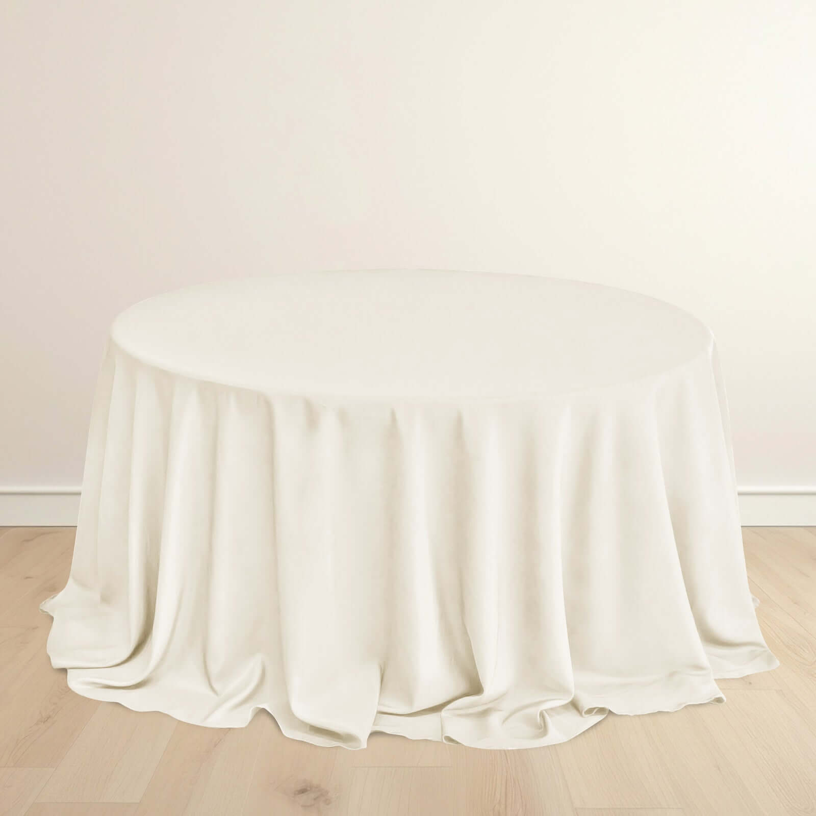 Premium Scuba Round 132 Tablecloth Ivory - Wrinkle Free & Stain Resistant Seamless Table Cover