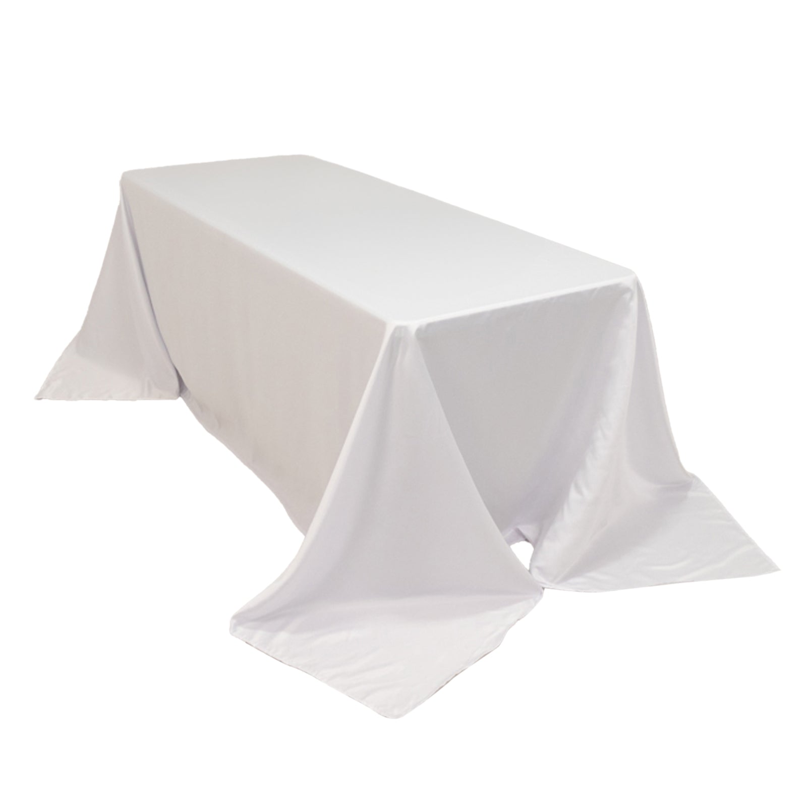 Lamour Satin 90x132 Rectangle Tablecloth White - Soft & Silk-Like Seamless Table Cover for Weddings & Parties