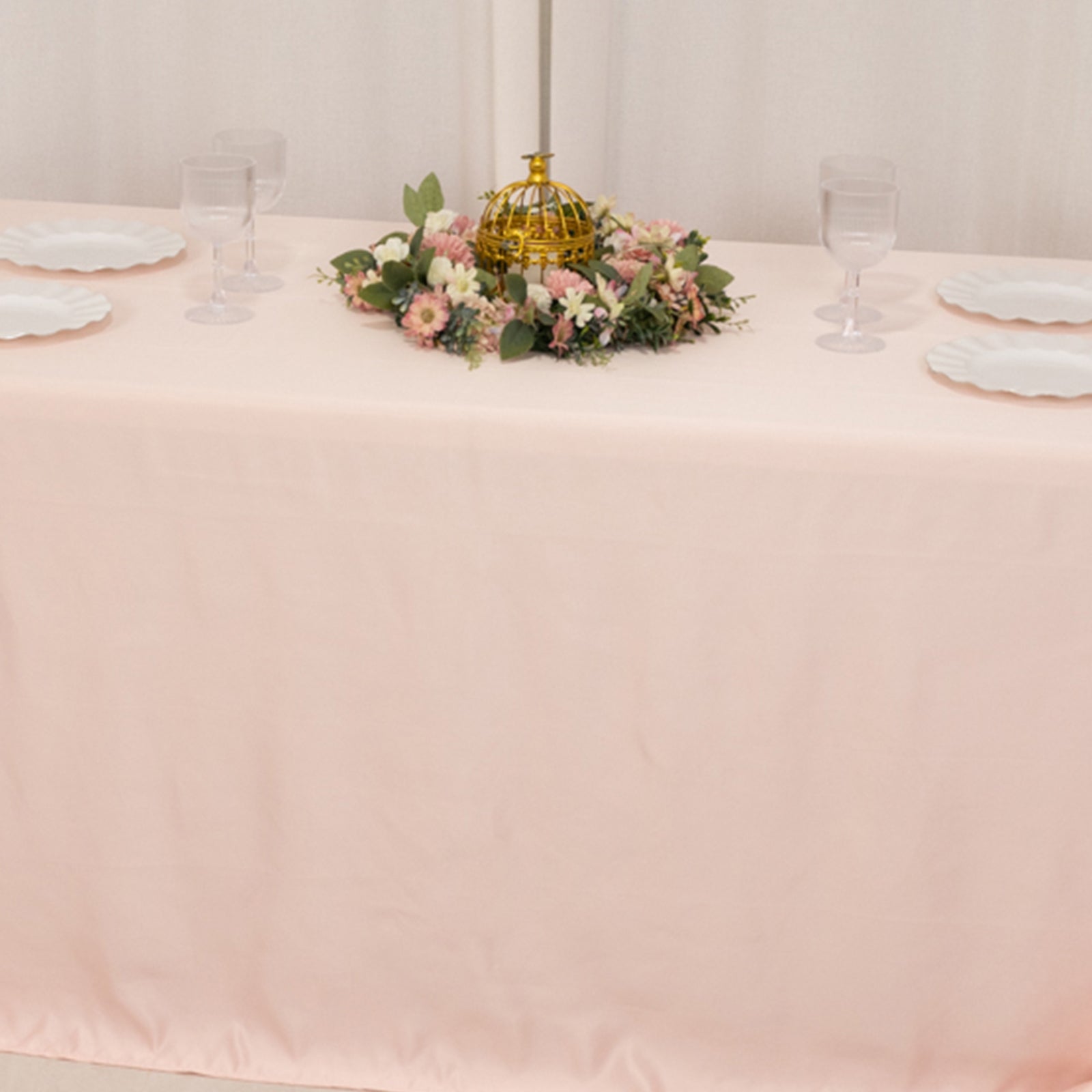 Lamour Satin 90x132 Rectangle Tablecloth Blush - Soft & Silk-Like Seamless Table Cover