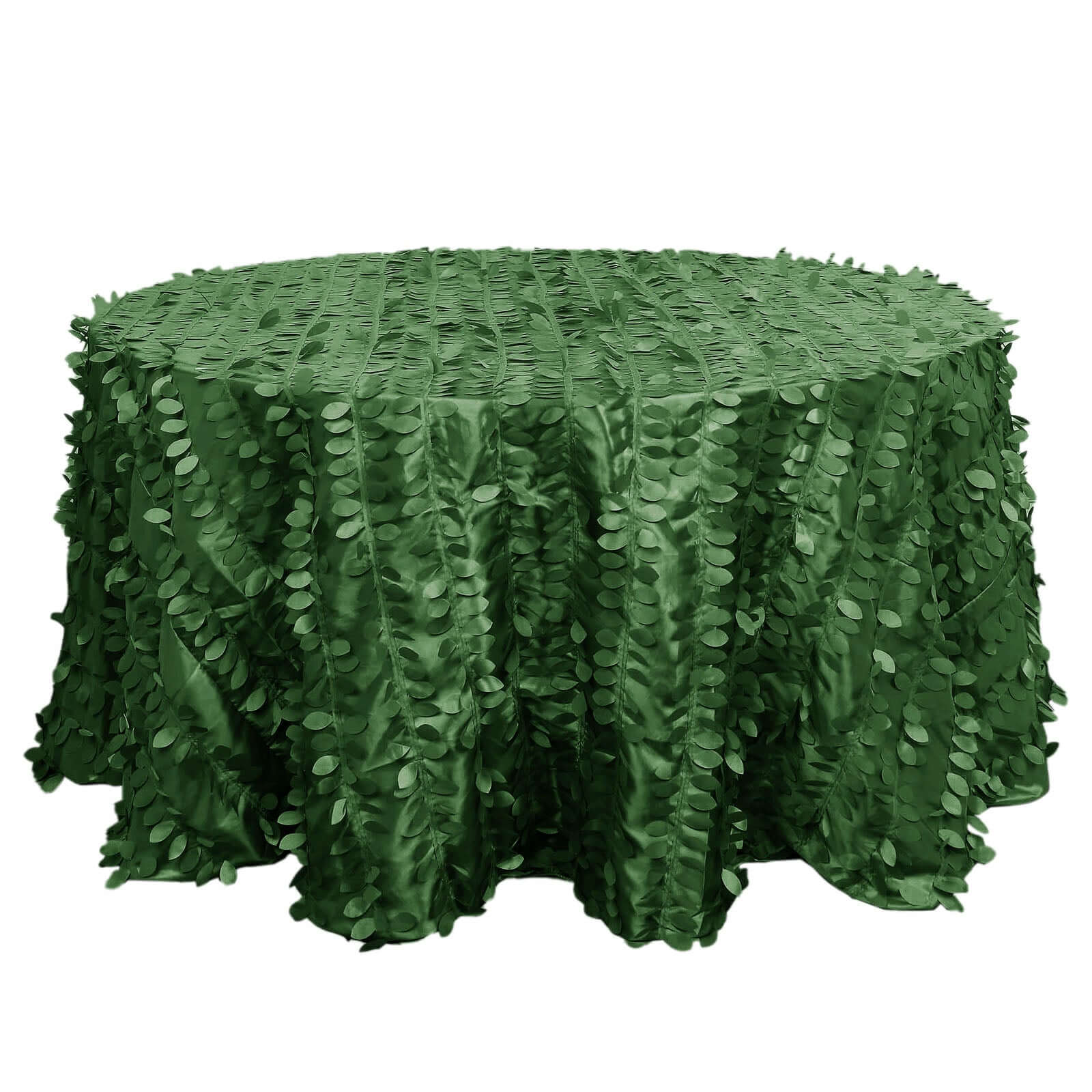 Taffeta 132 Round Tablecloth Green Leaf | 3D Leaf Petal Design Seamless Table Cover