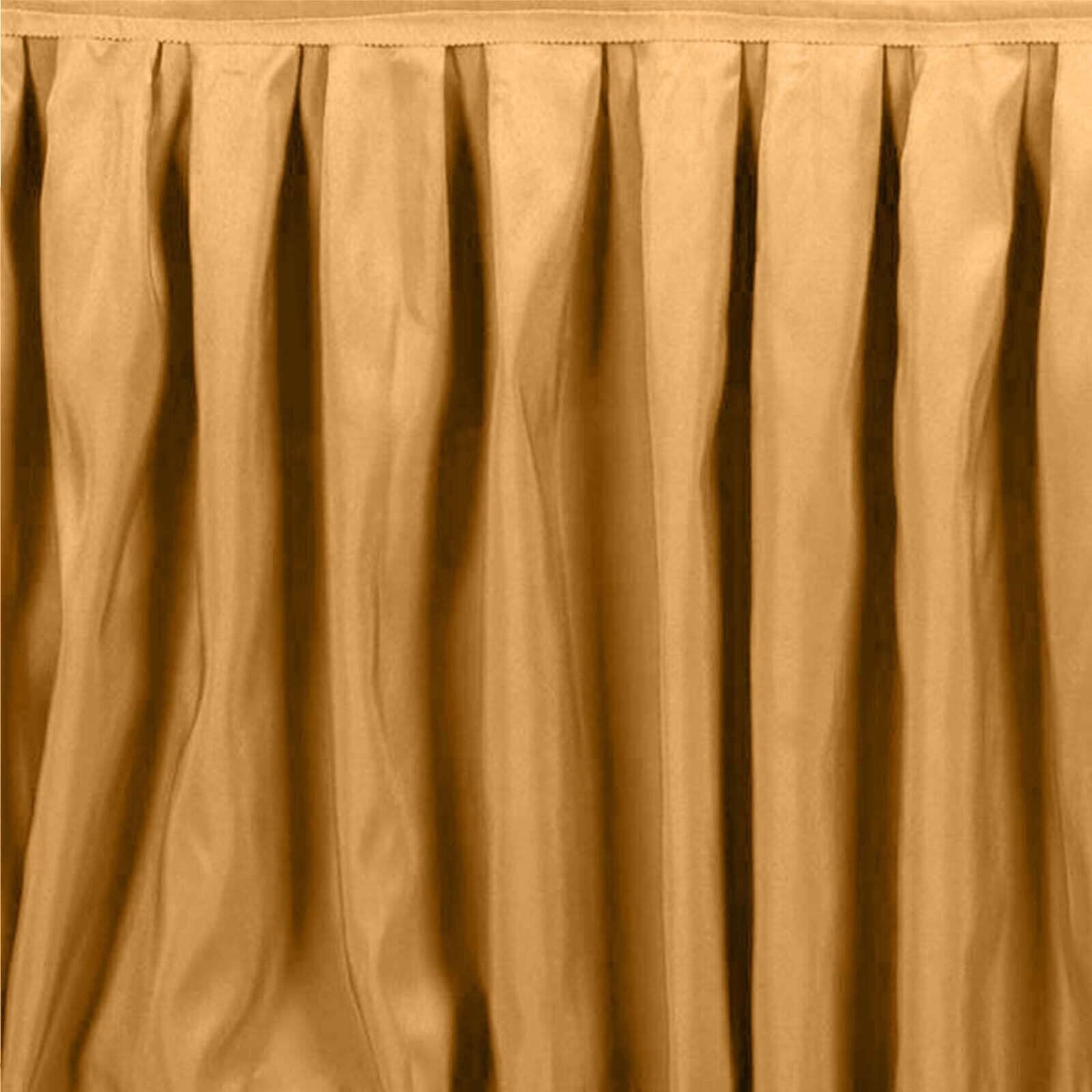 Polyester 21ft Table Skirt Gold - Classic Pleated Design for Weddings & Events