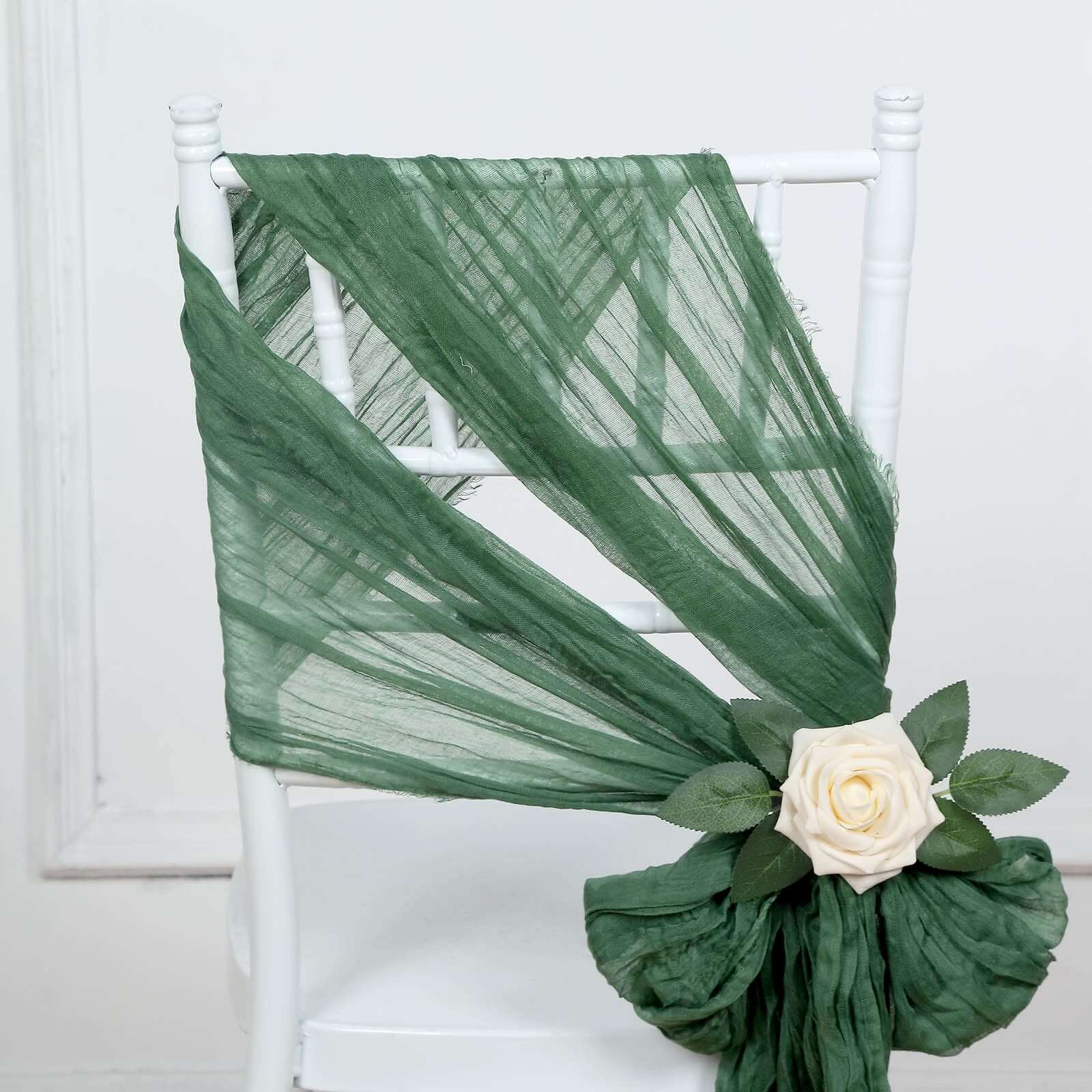5 Pack Cheesecloth Gauze 16x88 Chair Sashes Olive Green - Boho Chair Decorations