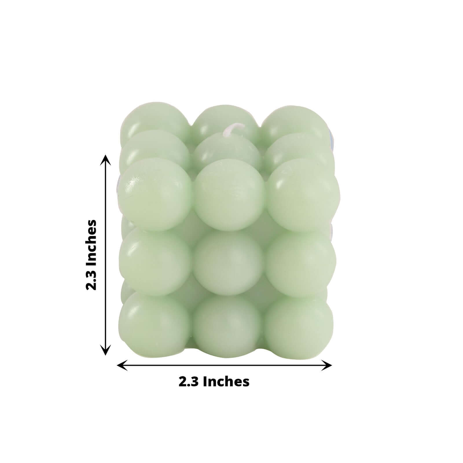 2-Pack Decorative Paraffin Wax Candles Bubble Cube Design Sage Green - Unscented Long Burning Pillar Candle Set 2