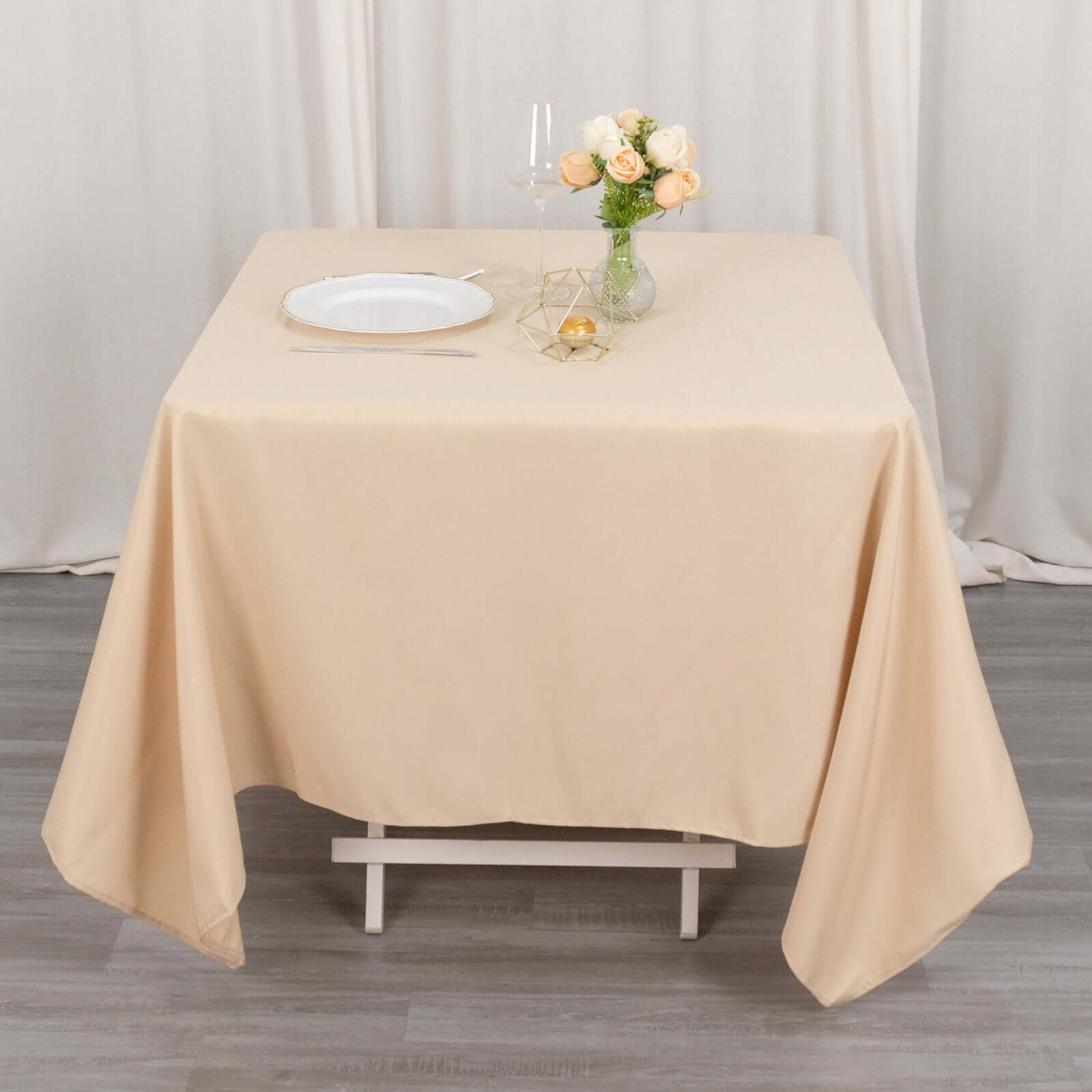 Premium Polyester Square Tablecloth 70x70 Beige 220GSM Wrinkle-Resistant Table Cover